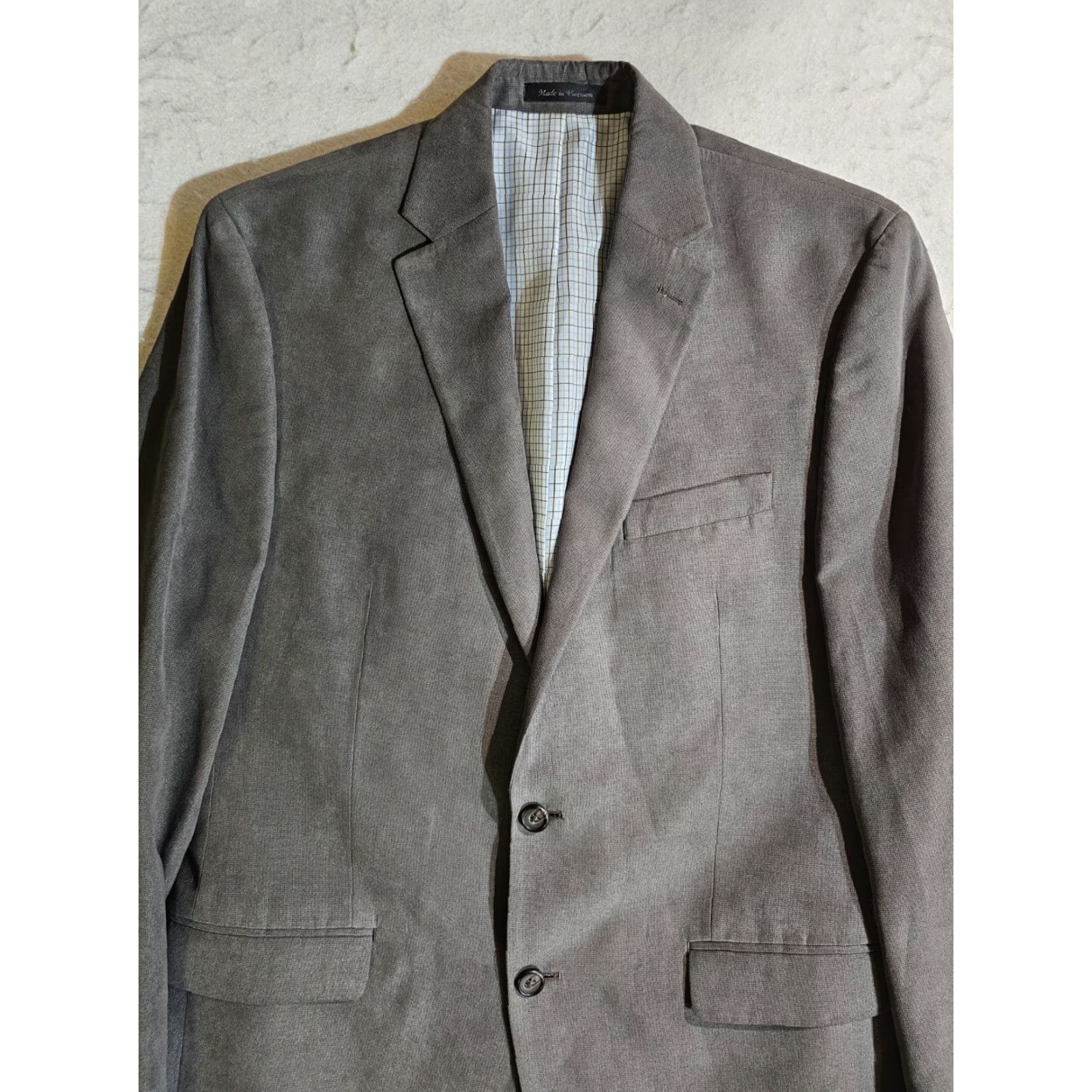 Ralph Lauren VINTAGE Lauren Ralph Lauren Classic 100% Polyester Stretch Suit Coat Sports Jacket Blazer 42 Long Grey Mens Size 42R - 2 Thumbnail