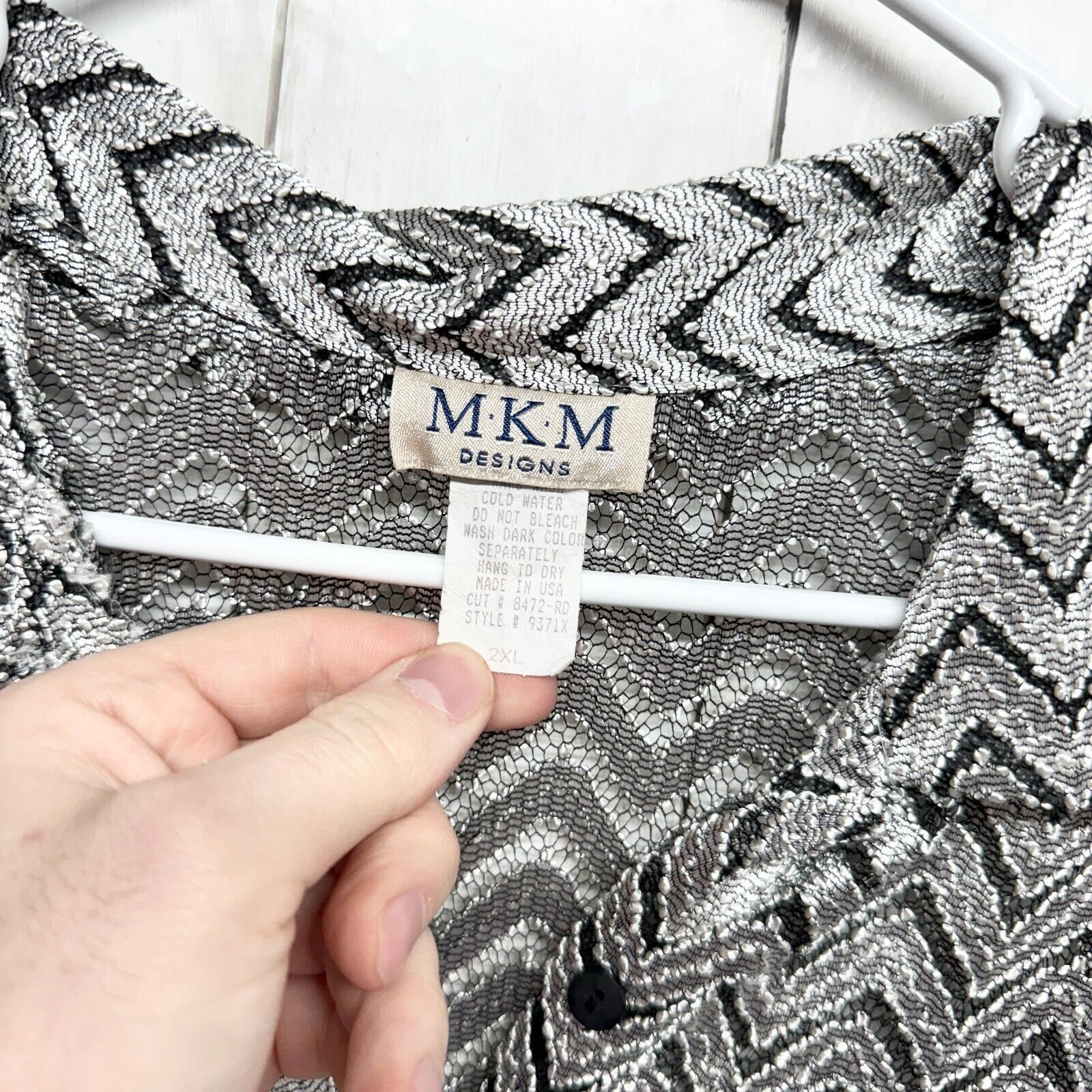 Vintage VTG MKM Designs Size 2X Button Down Tops Plus Stripes Silver Size XXL / US 16-18 / IT 52-54 - 2 Thumbnail