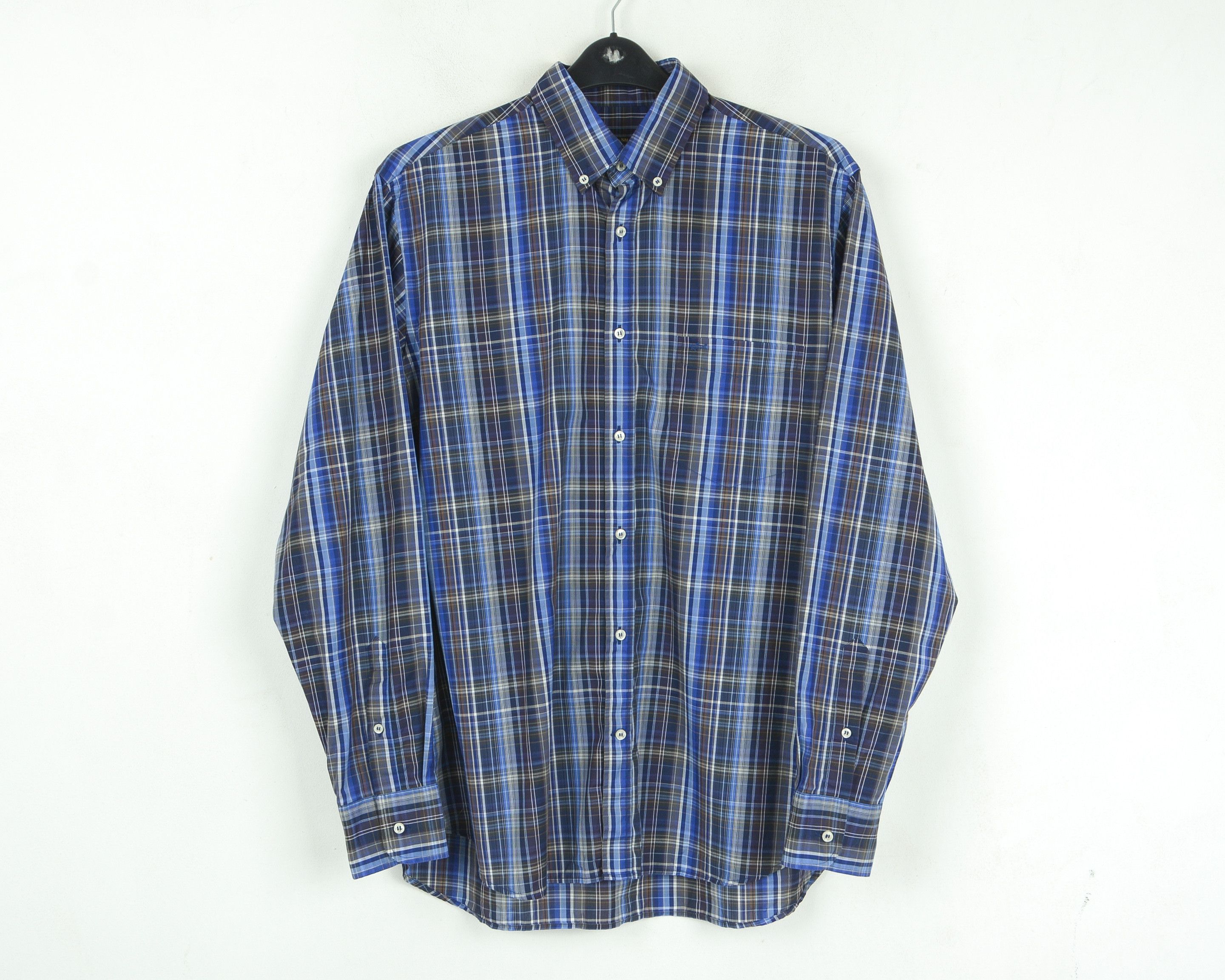 Paul & Shark Vintage Men's Shirt Cotton Button Up Over L Plaid Check Blue Size US L / EU 52-54 / 3 - 2 Thumbnail