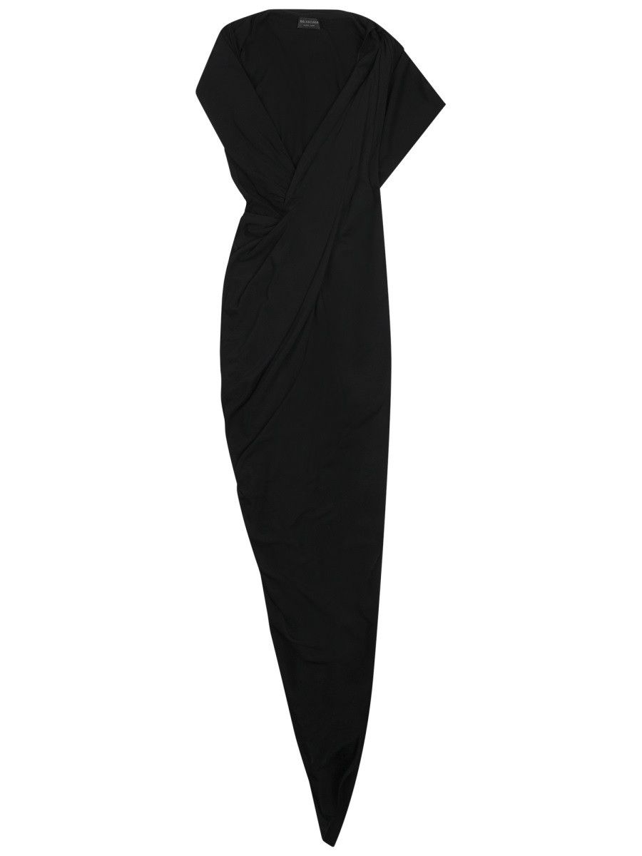 Balenciaga BALENCIAGA DRAPED DRESS - BLACK (FR 36) Size XS / US 0-2 / IT 36-38 - 1 Thumbnail