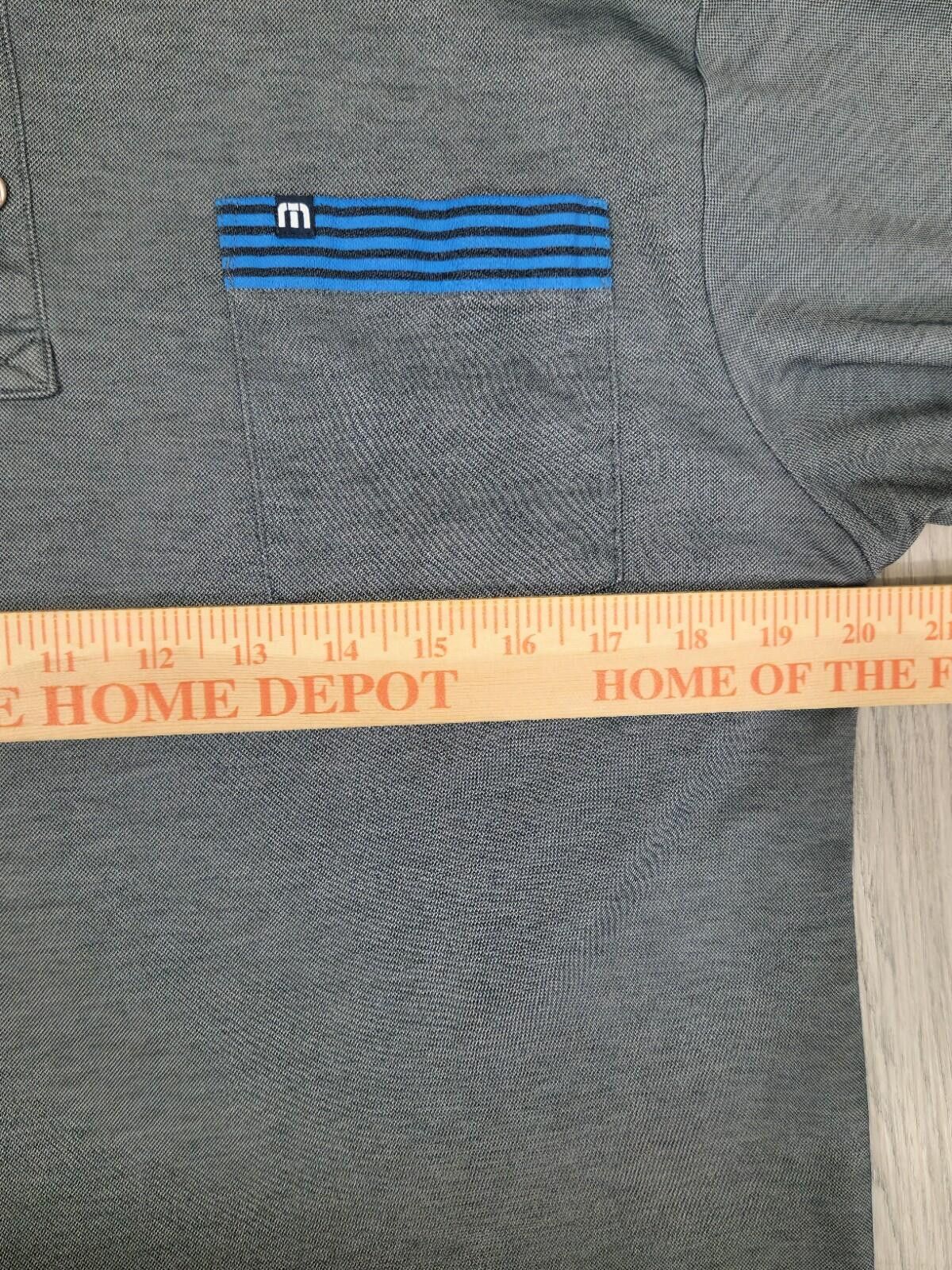 TravisMathew Travis Mathew Mens M Golf Polo Gray Blue Striped Pima#12 Size US M / EU 48-50 / 2 - 4 Thumbnail