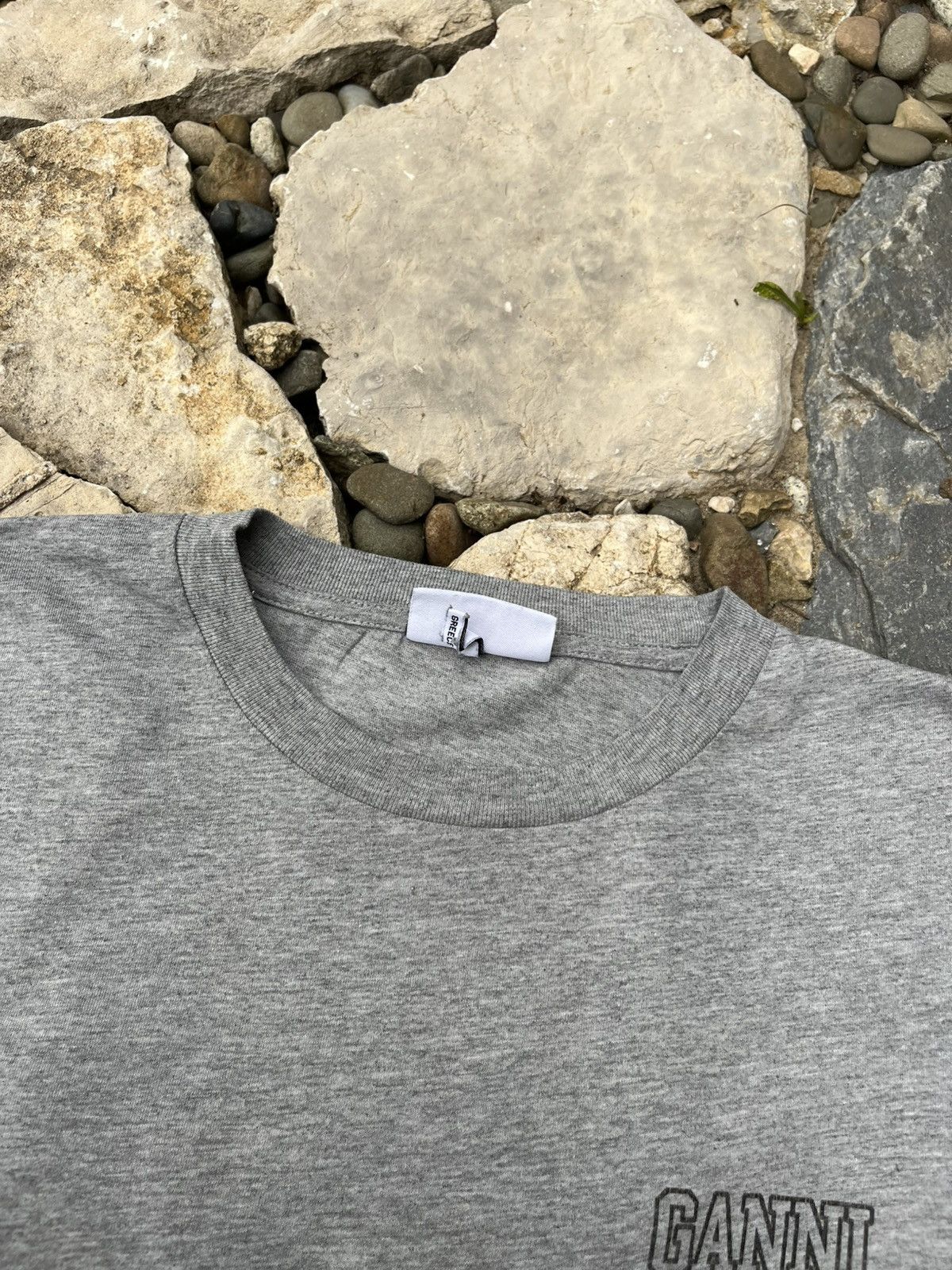 Designer × Ganni Ganni Software basic small chest logo grey tee t-shirt Size S / US 4 / IT 40 - 9 Thumbnail