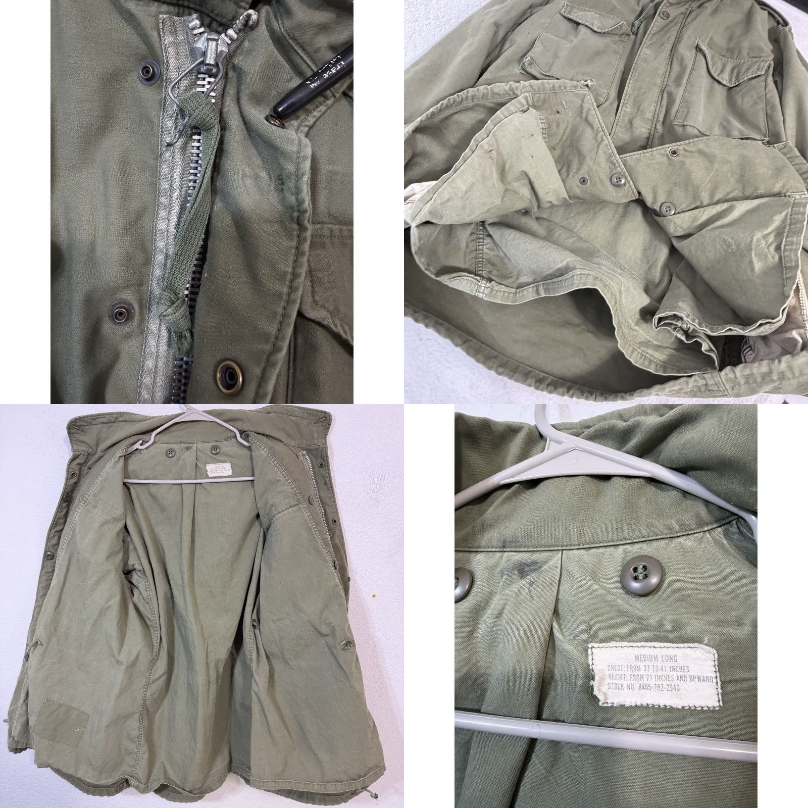 Olive VINTAGE OG 107 M65 Olive Green Cold Weather Coat Army Military Mens Medium Long Size US M / EU 48-50 / 2 - 10 Thumbnail