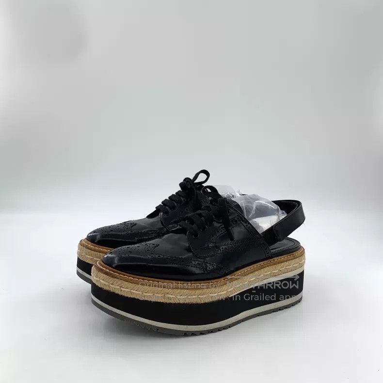 Prada Prada Black muffin lace-up half-slop casual shoes Size US 6.5 / IT 36.5 - 1 Thumbnail
