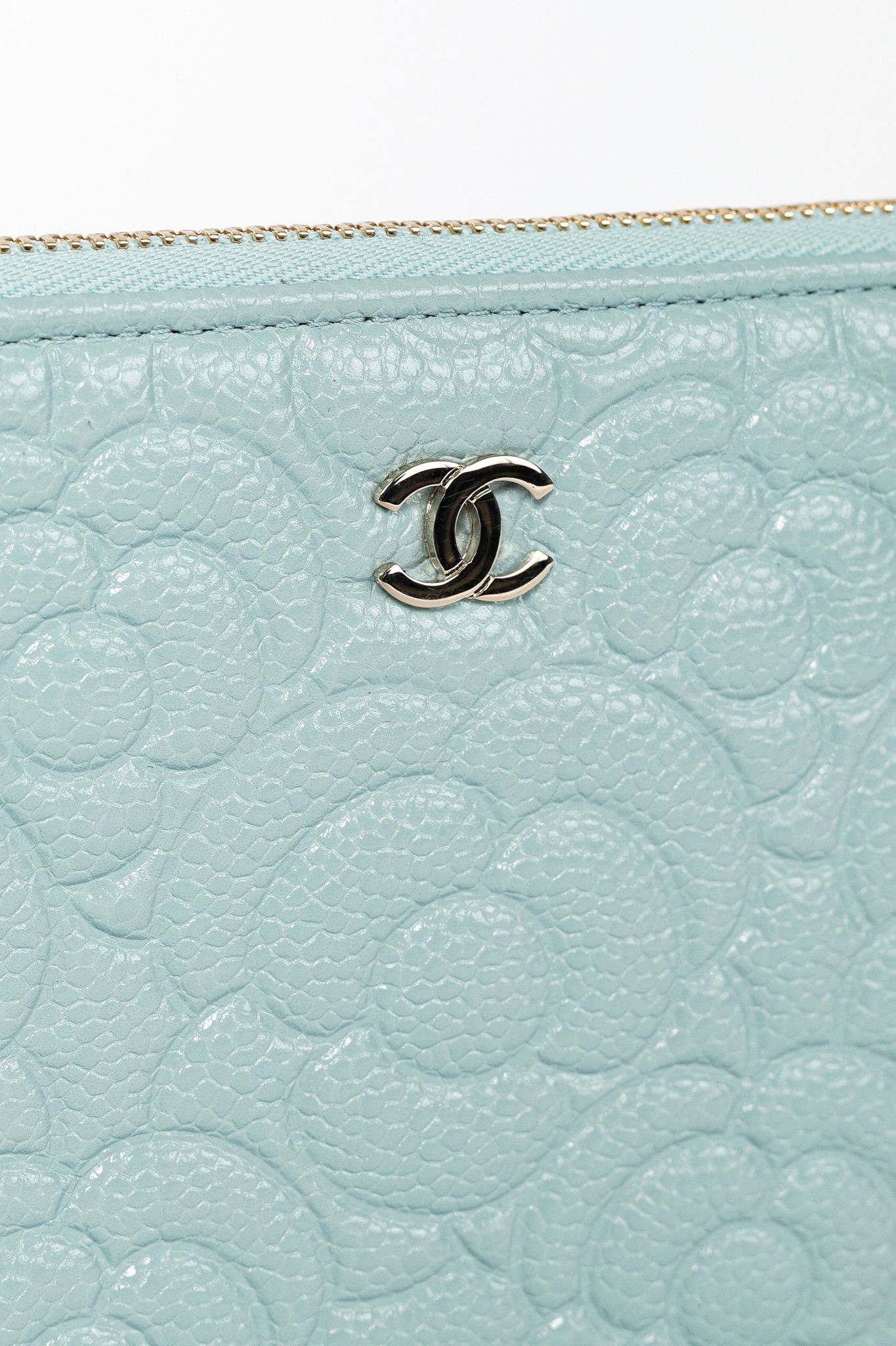 Chanel Chanel Light Blue Caviar Camellia-Embossed Small O-Case Size ONE SIZE - 6 Thumbnail