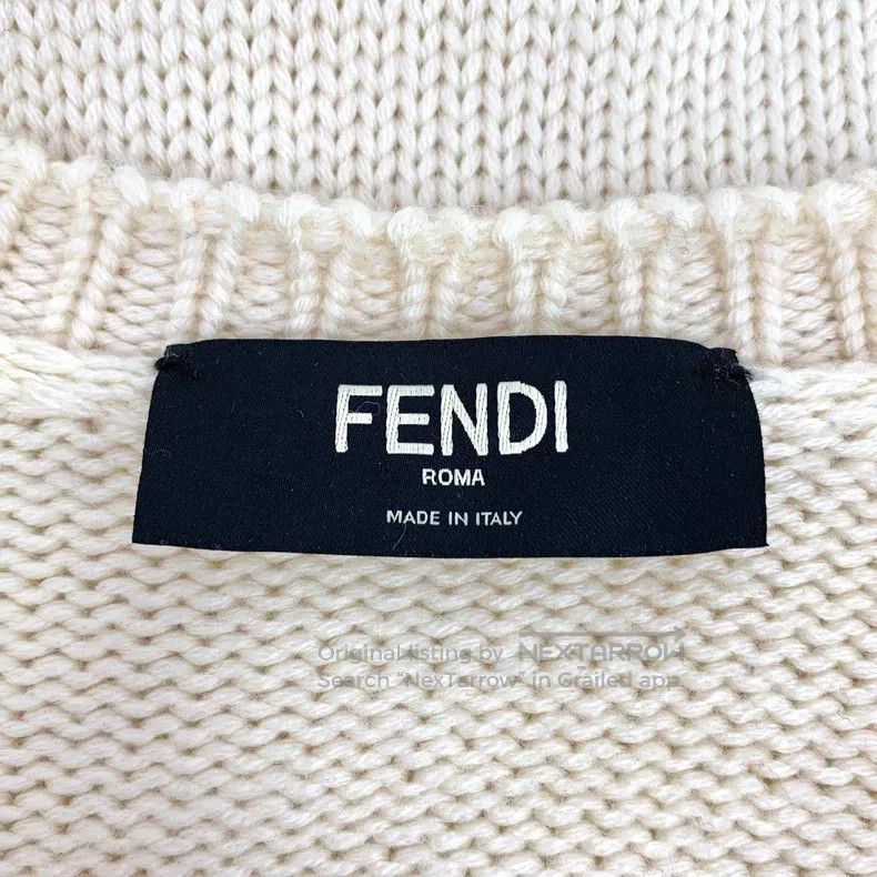Fendi Fendi Ivory Logo Letter Embroidered Wool Crew Neck Long Sl Size US M / EU 48-50 / 2 - 5 Thumbnail
