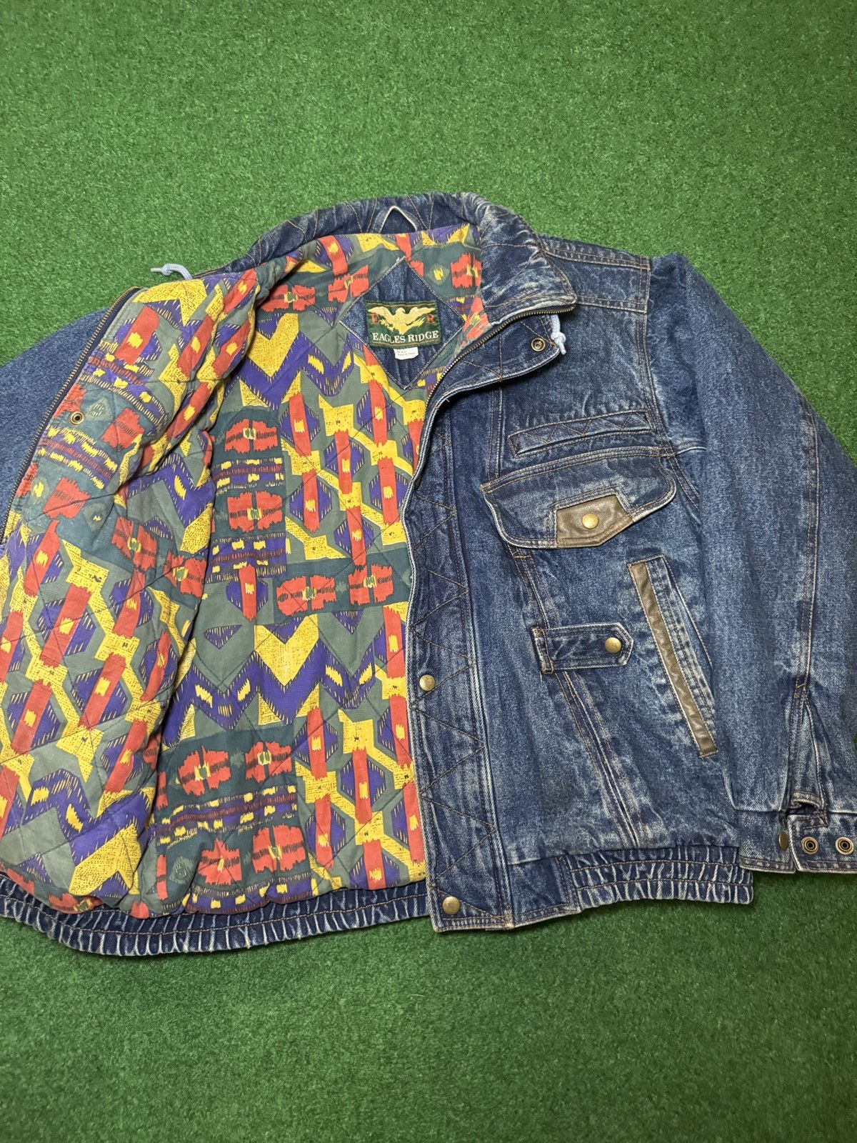 Vintage Vintage 90s Eagles Ridge Bomber CRAZY LINING Denim Jacket Size US M / EU 48-50 / 2 - 3 Thumbnail