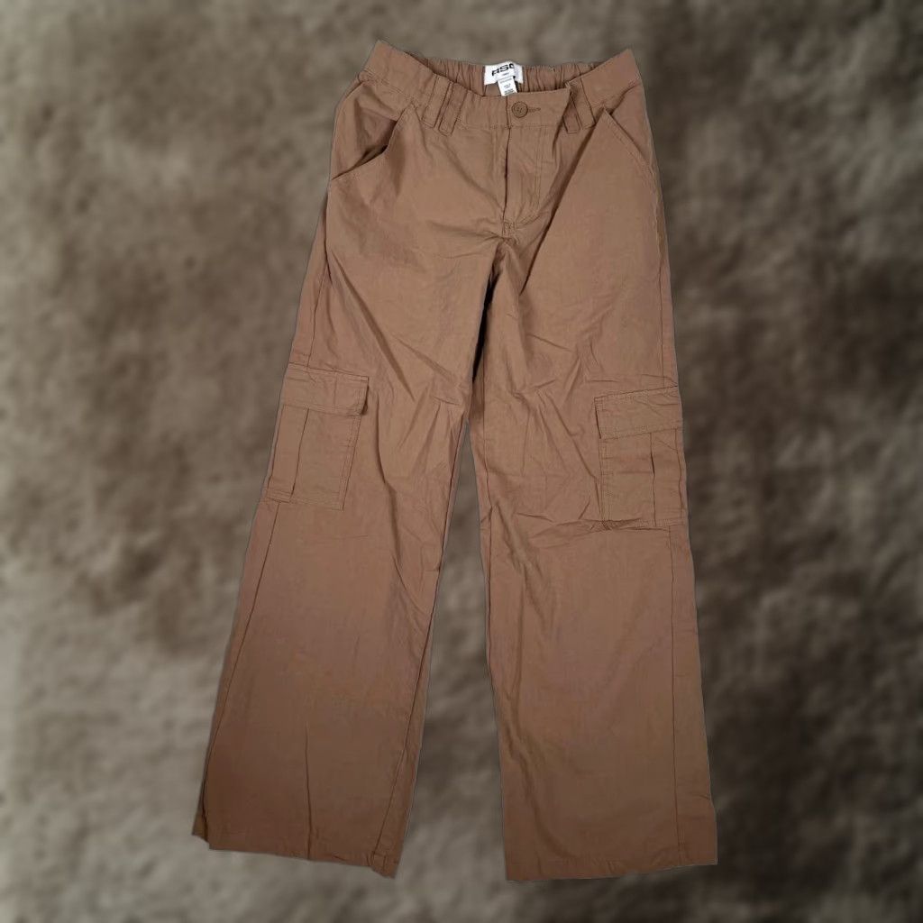 Rsq RSQ Cargo Pants Juniors XS Brown Straight Leg Elastic Waist Twill Casual Size 26" / US 2 / IT 38 - 1 Thumbnail