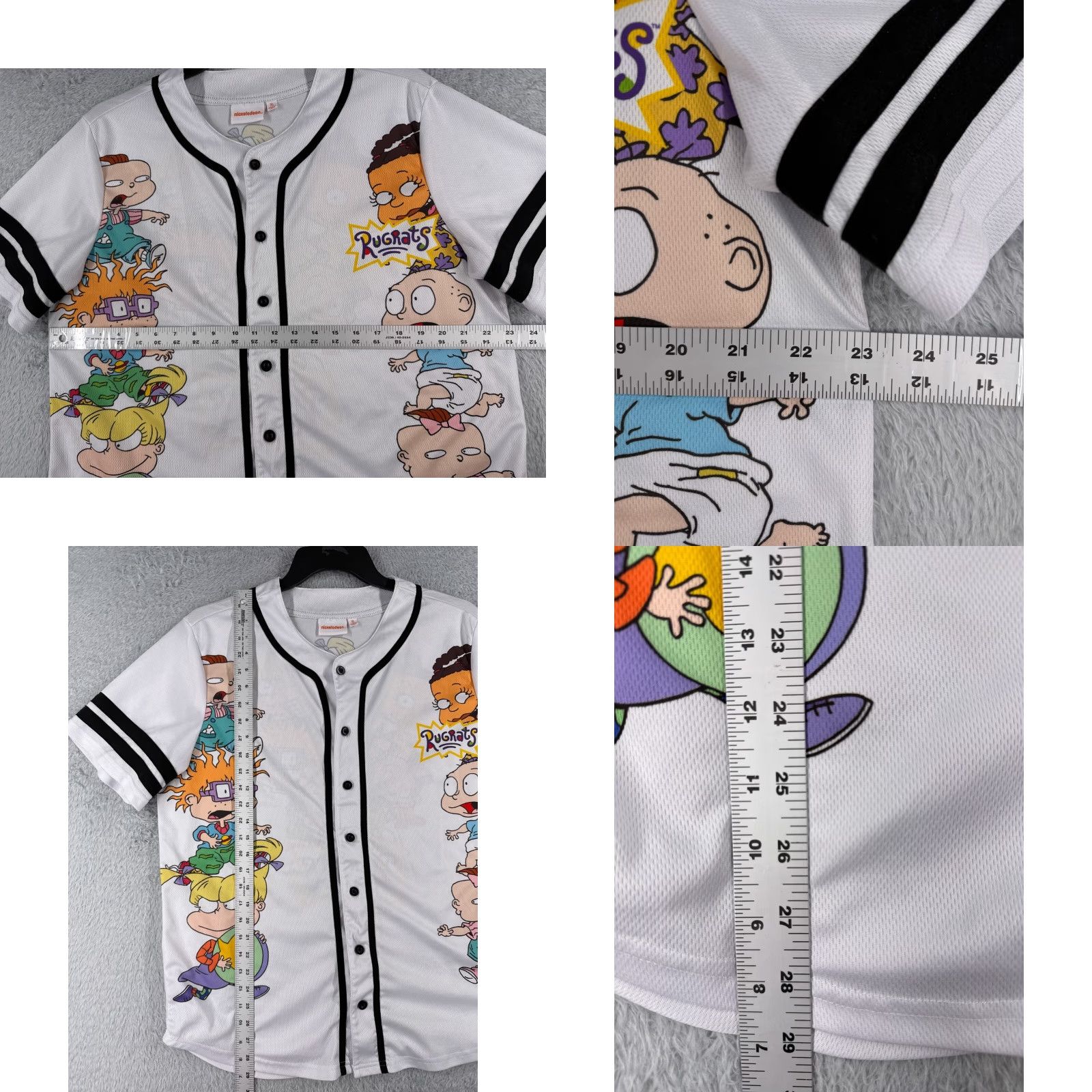 Nickelodeon VINTAGE Nickelodeon Jersey Adult XL White Rugrats Button Up 100% Polyester Shirt Mens 90s Size US XL / EU 56 / 4 - 8 Thumbnail