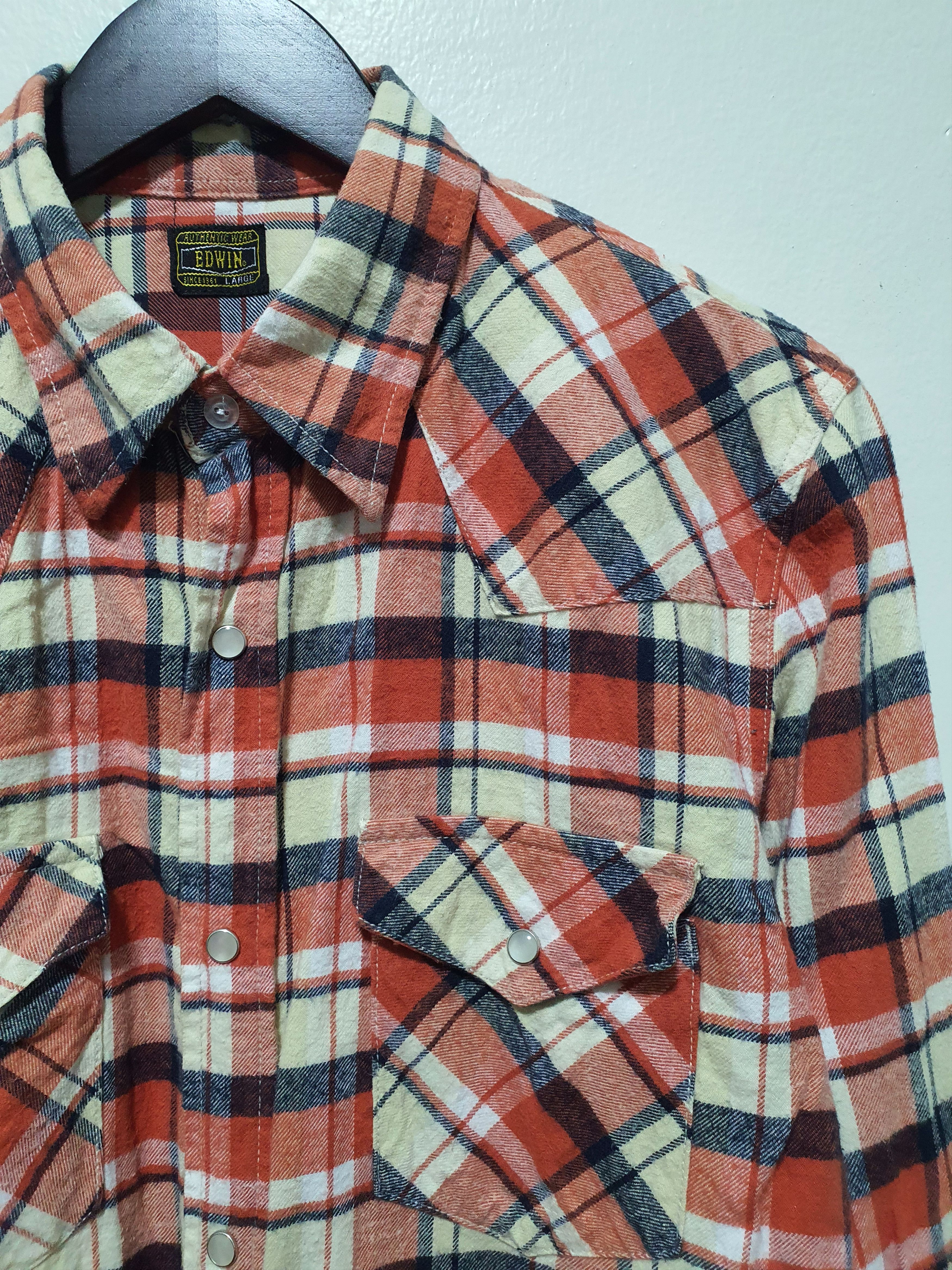 Edwin EDWIN 19/28 CHECKED PEARL SNAP BUTTON WESTERN SHIRT Size US L / EU 52-54 / 3 - 1 Thumbnail