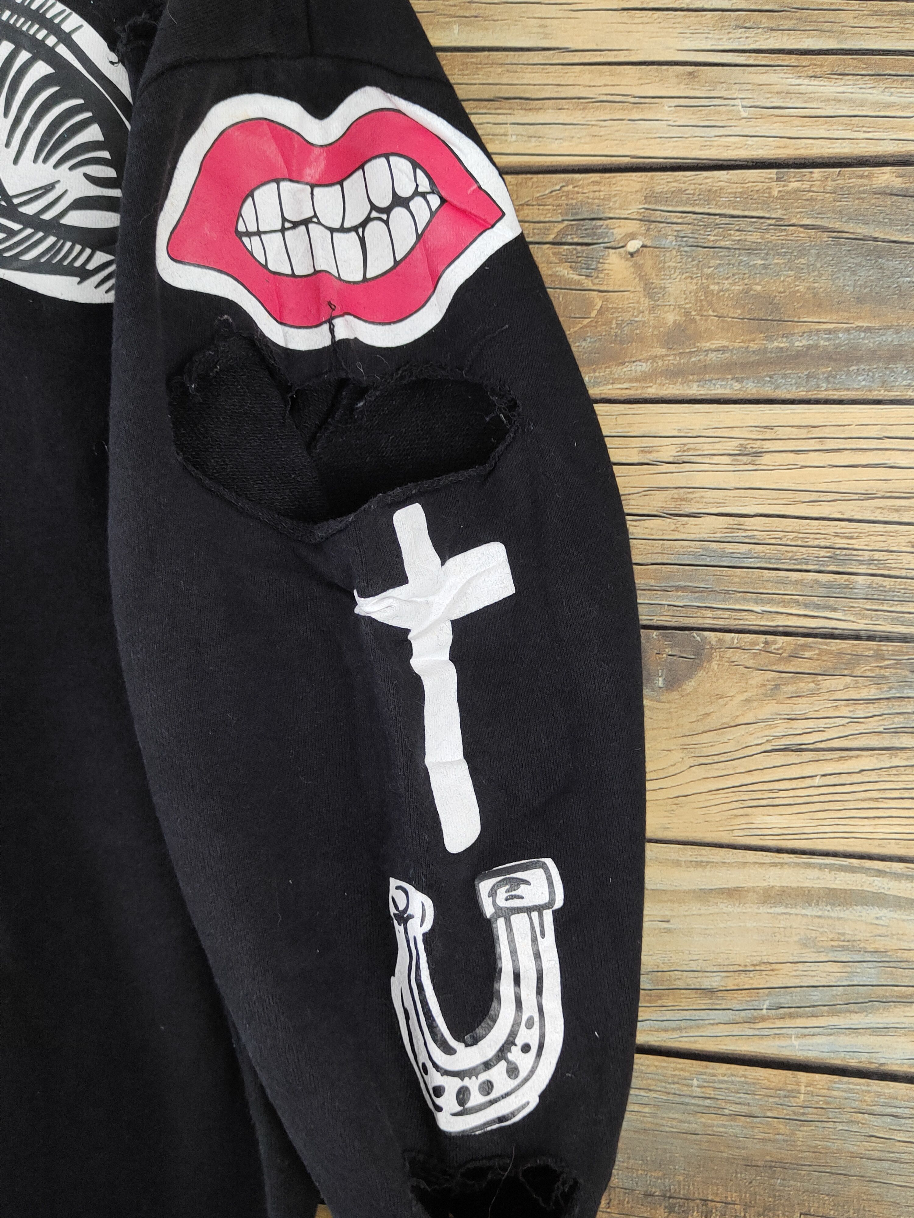 Japanese Brand × Seditionaries Ityoumio Black Dracula lips Ripped Sweatshirts #W964 Size L / US 10 / IT 46 - 6 Thumbnail