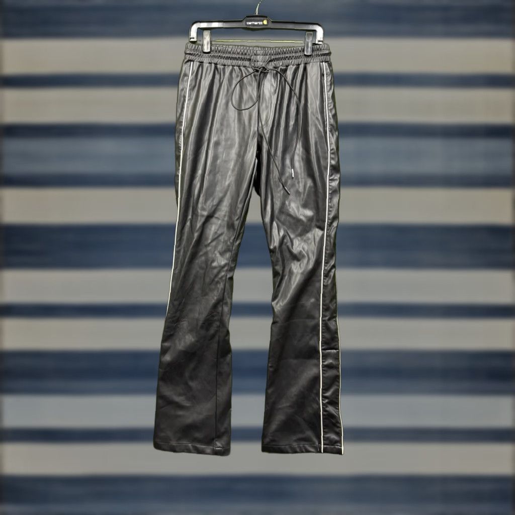 Vintage EPTM Pants Mens S Black Faux Leather Panel Cargo Flat Front Stretch Polyester - Workwear Casual Mens Pants S Black Cargo Stretch Pockets 32in Inseam Size US 29 - 1 Thumbnail