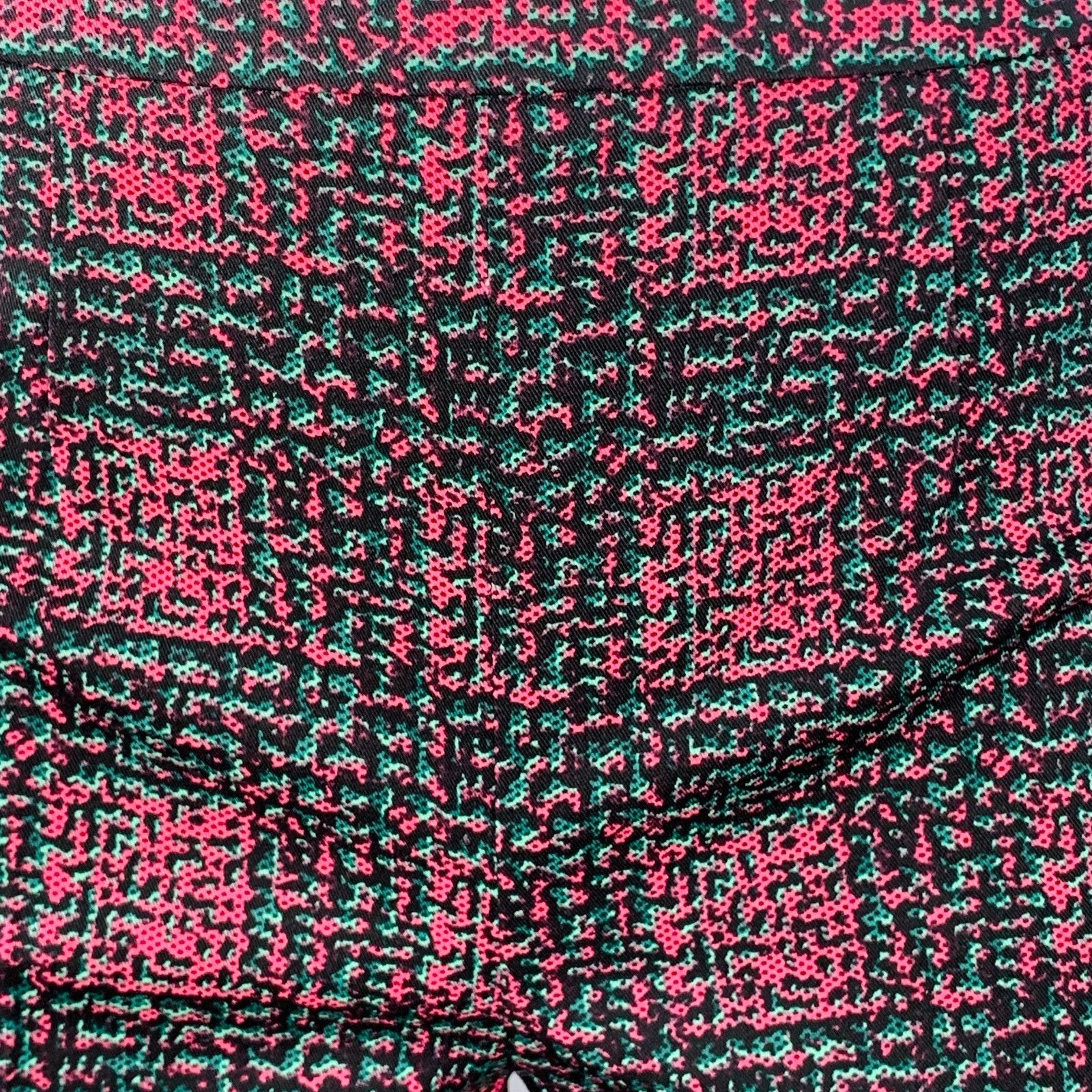 Prada PRADA Pink Teal Geometric Wool Slim Fit Flared Dress Pants Size 25" / US 0 / IT 36 - 2 Thumbnail