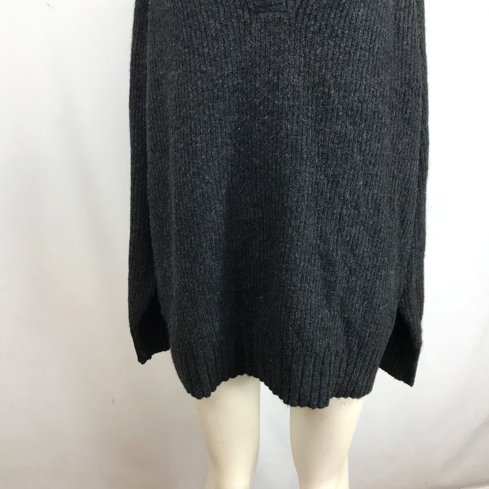 Vintage American Eagle V-Neck Polo Sweater Shirt Women XL Charcoal Gray Ribbed Oversized Tunic Pullover Long Sleeve Relaxed Knit Casual Modern Preppy Size XL / US 12-14 / IT 48-50 - 3 Thumbnail
