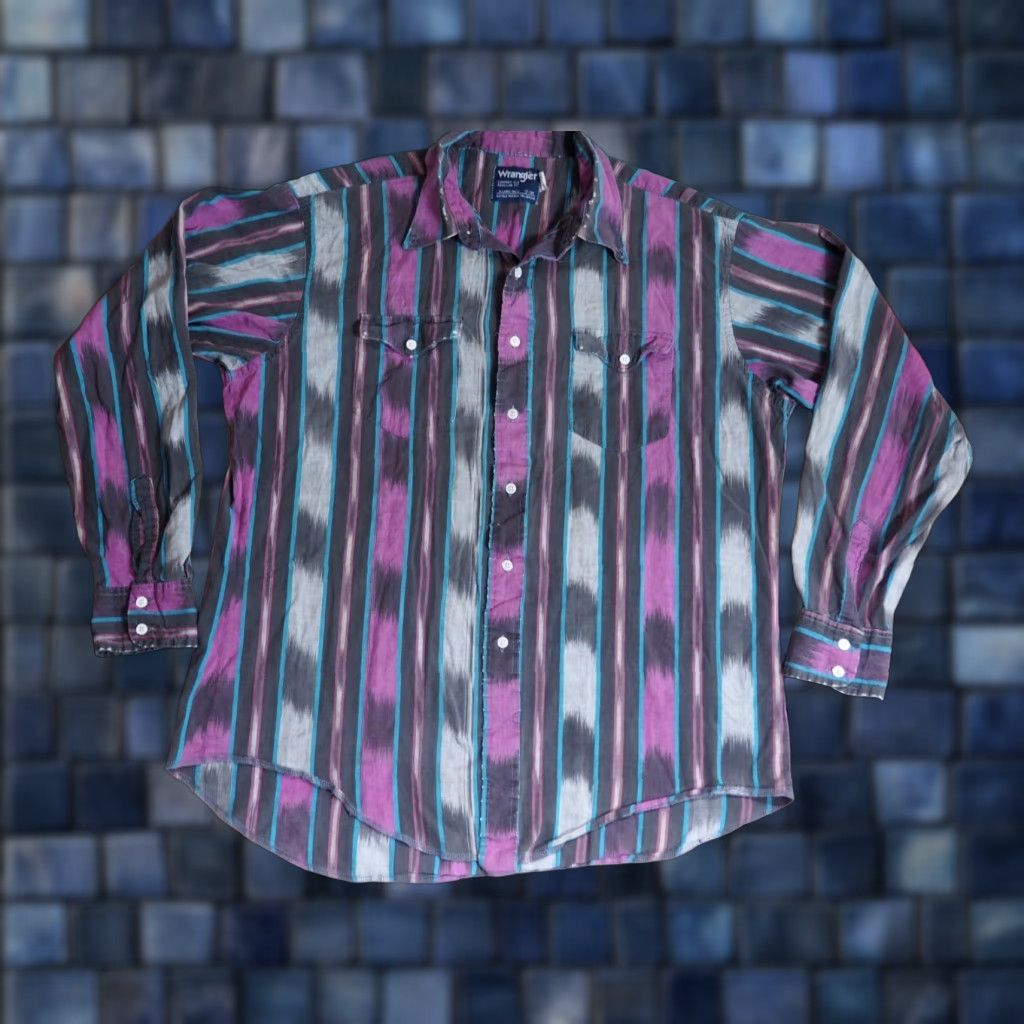 Wrangler VINTAGE Wrangler Cowboy Cut Shirt Western Black 80s Mens XL - Rockabilly, Long Sleeve, Cotton, 1980s • Cowboy Cut Rodeo Size US XL / EU 56 / 4 - 1 Thumbnail