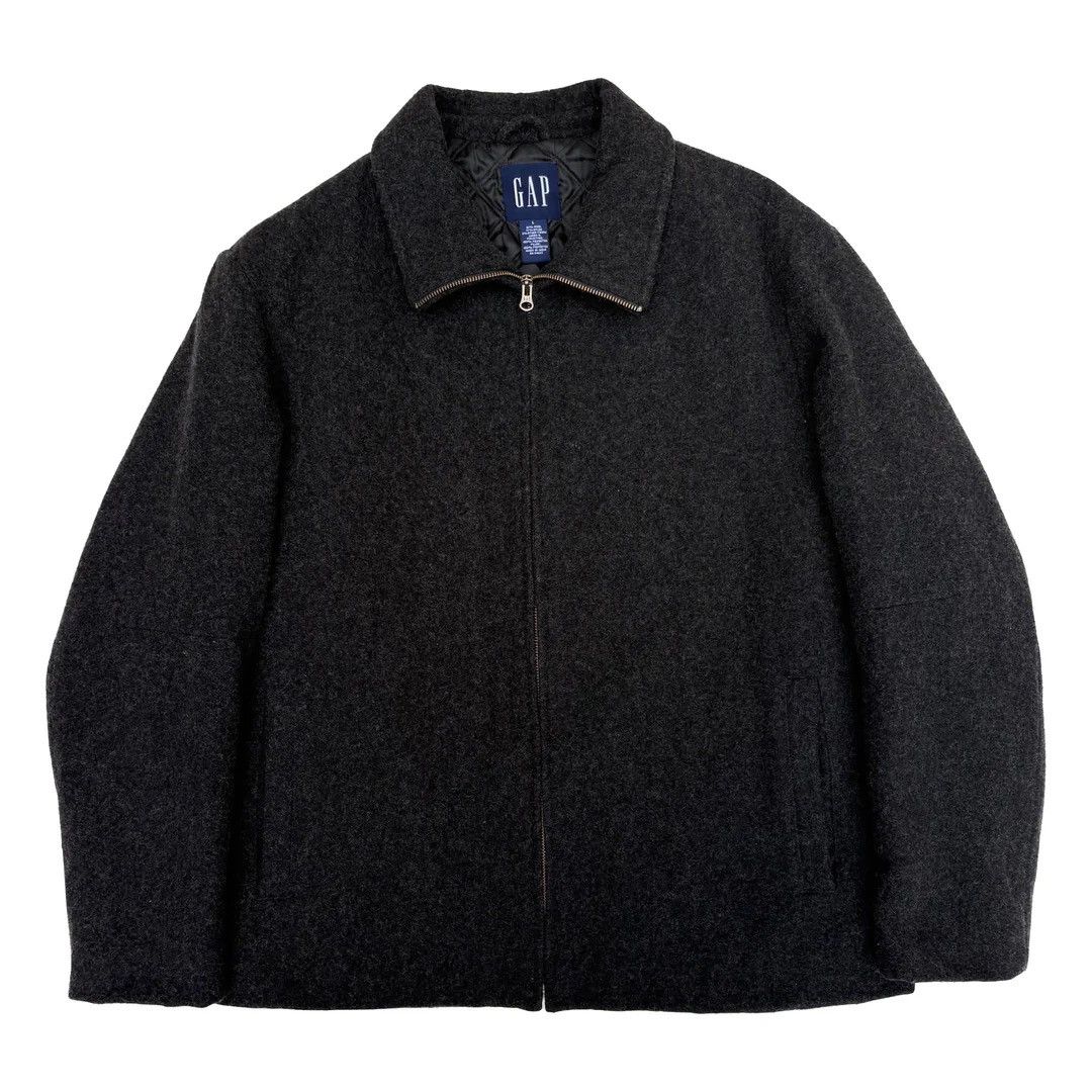 Gap Gap 1990 90s Vintage Grey Wool Zipped Jacket Coat Size US L / EU 52-54 / 3 - 1 Thumbnail