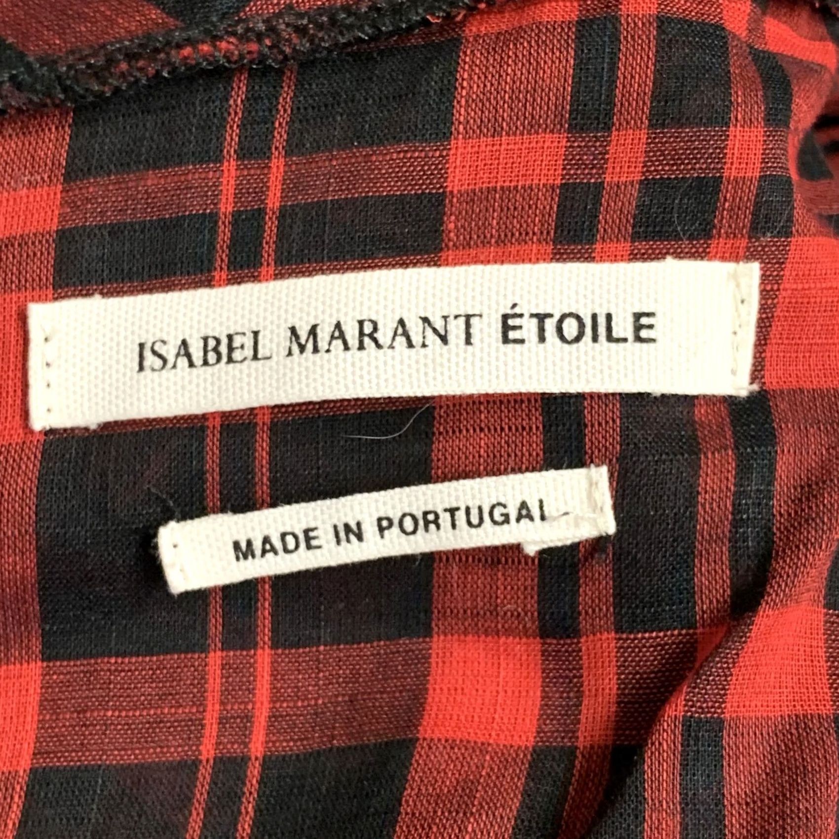 Vintage ISABEL MARANT ETOILE Red Black Plaid Ruched Dress XS Women Size XS / US 0-2 / IT 36-38 - 5 Thumbnail