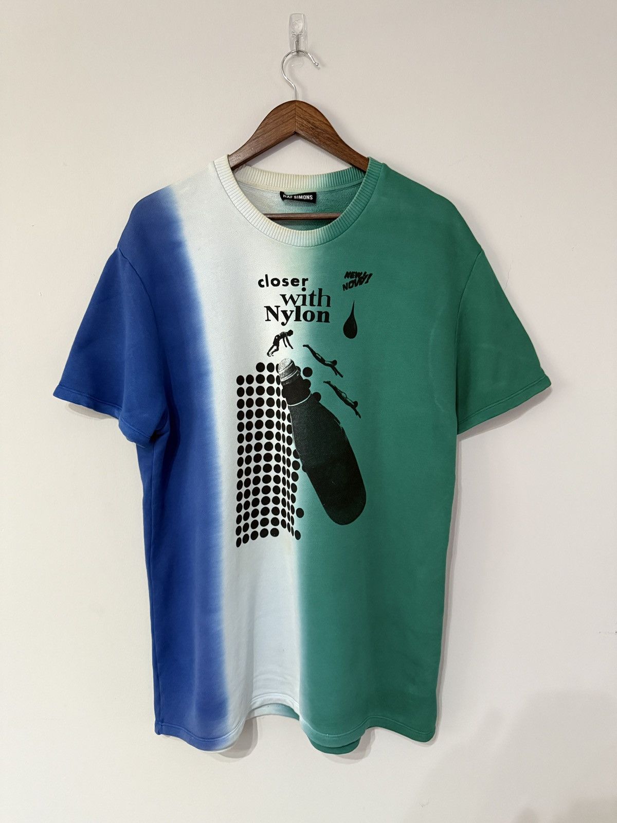 Raf Simons Raf Simons graphic dip dye t shirt blue green split design Size US L / EU 52-54 / 3 - 1 Thumbnail