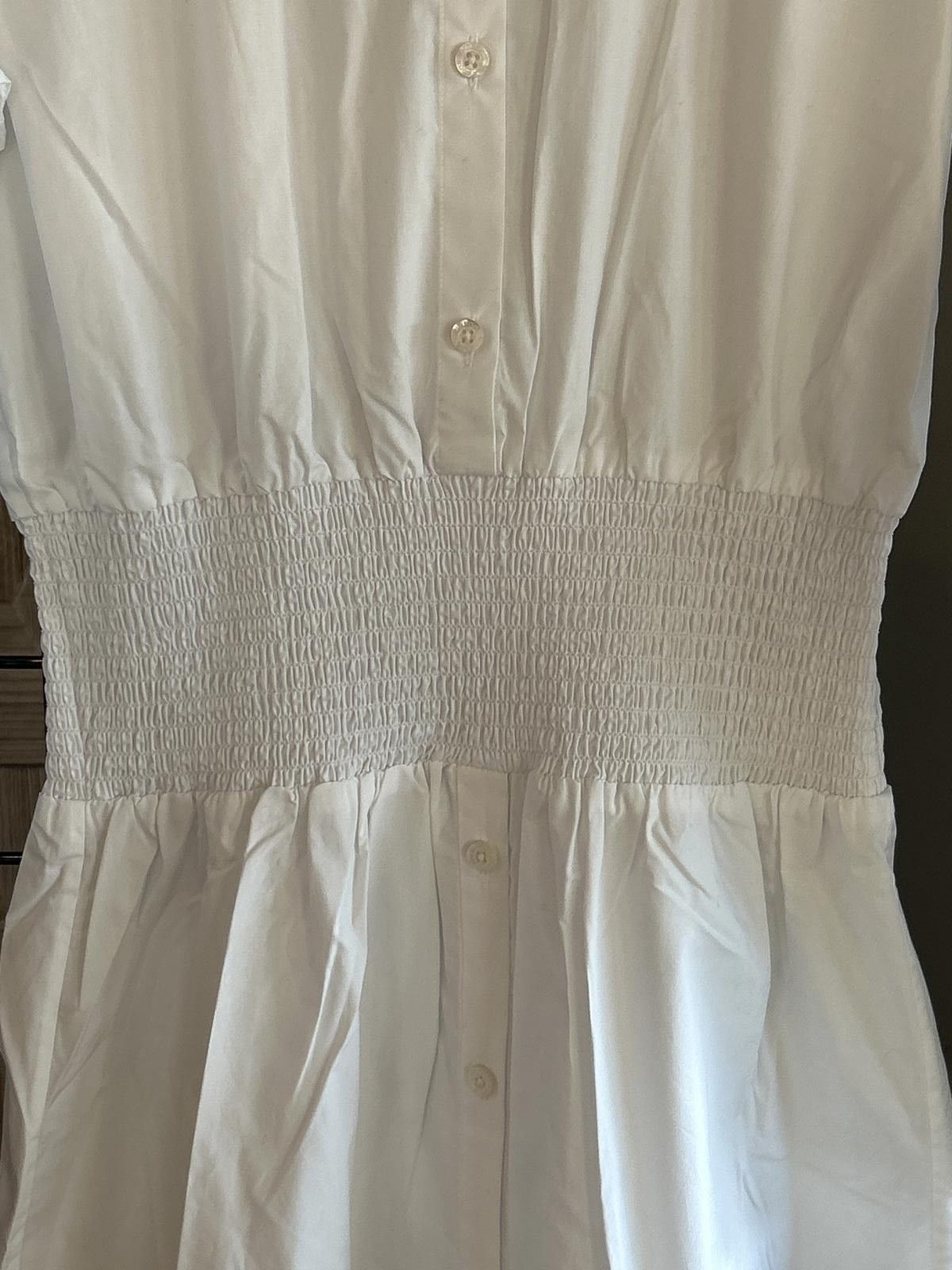 Designer NWT Thakoon White Maxi Dress 8 Smocked Waist Cottage Size M / US 6-8 / IT 42-44 - 4 Thumbnail