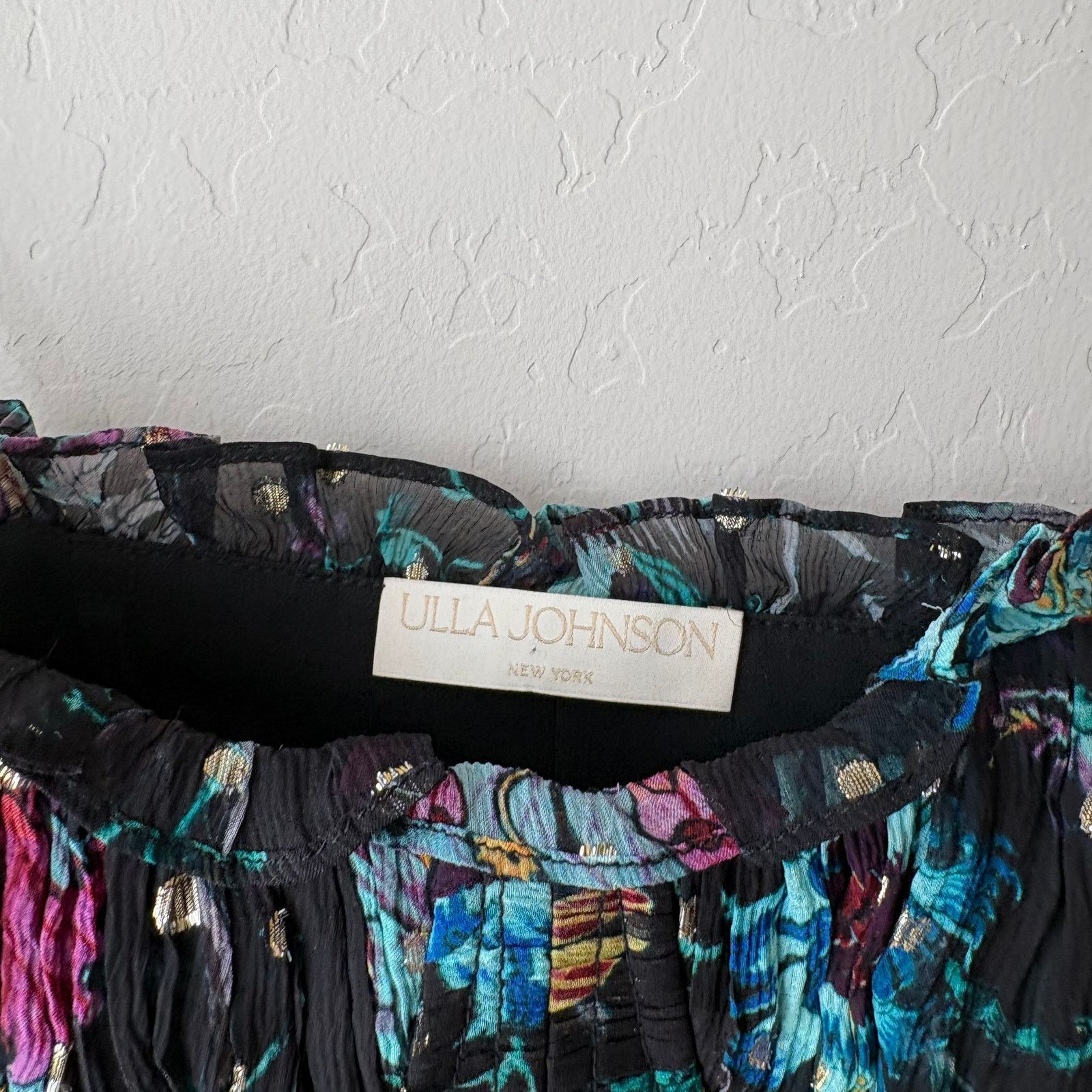 Ulla Johnson Ulla Johnson Amabel Silk Floral Ruched Crop Top Black Size 0 Size S / US 4 / IT 40 - 4 Thumbnail