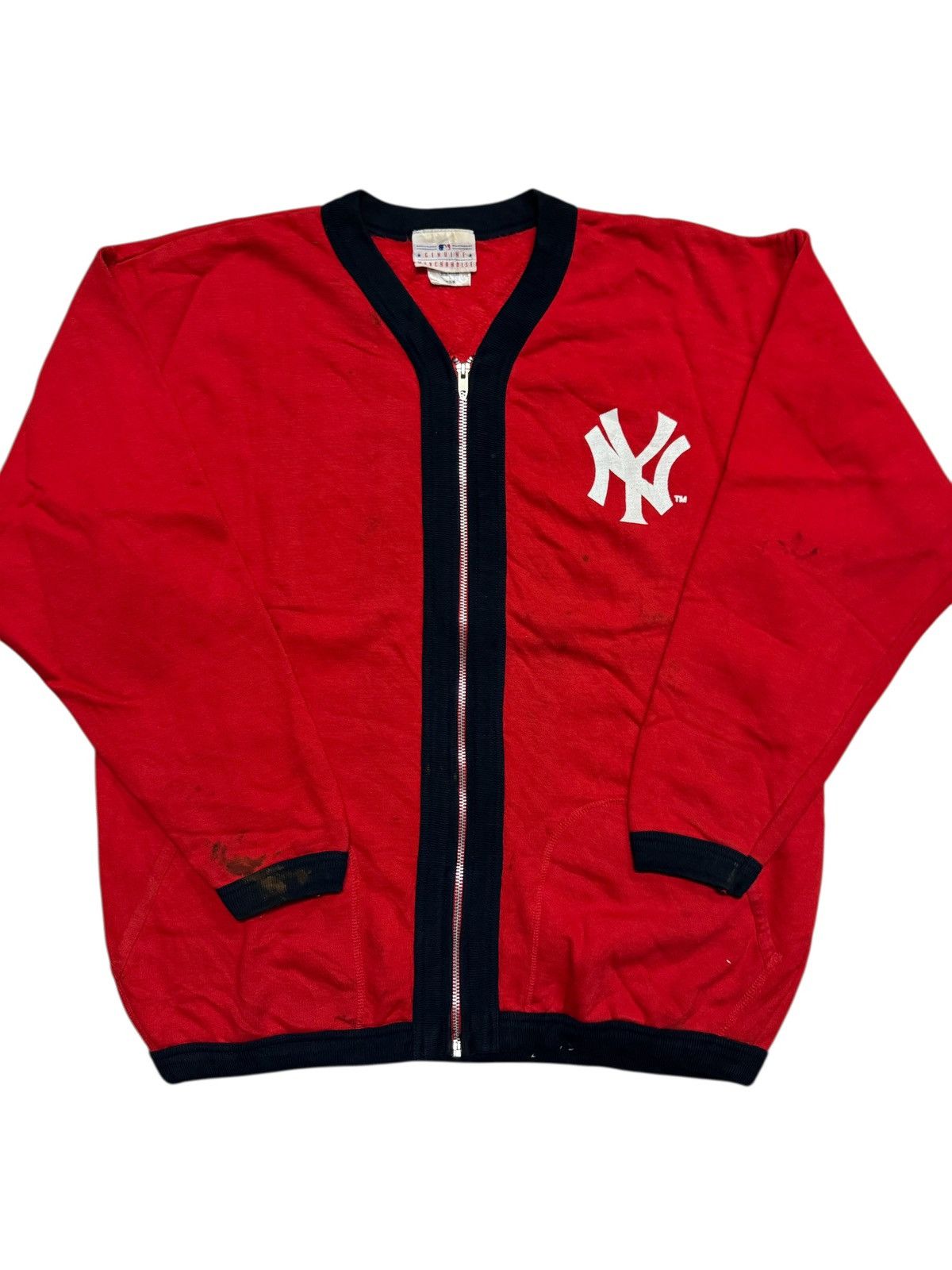 MLB 💥VINTAGE MLB 1998's NY LOGO ZIPPER SWEATER PLAYER WEAR Size US L / EU 52-54 / 3 - 1 Thumbnail