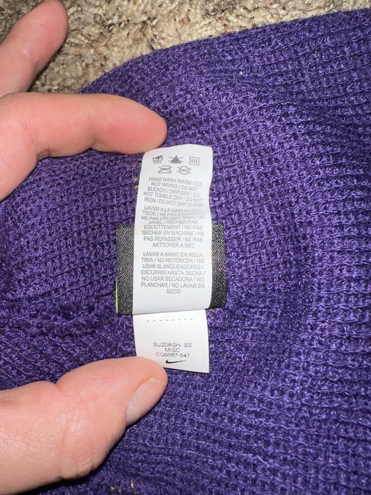Nike Nike LSU Tigers Purple Sideline Logo Cuffed Knit Hat with Pom Sample Size ONE SIZE - 6 Thumbnail
