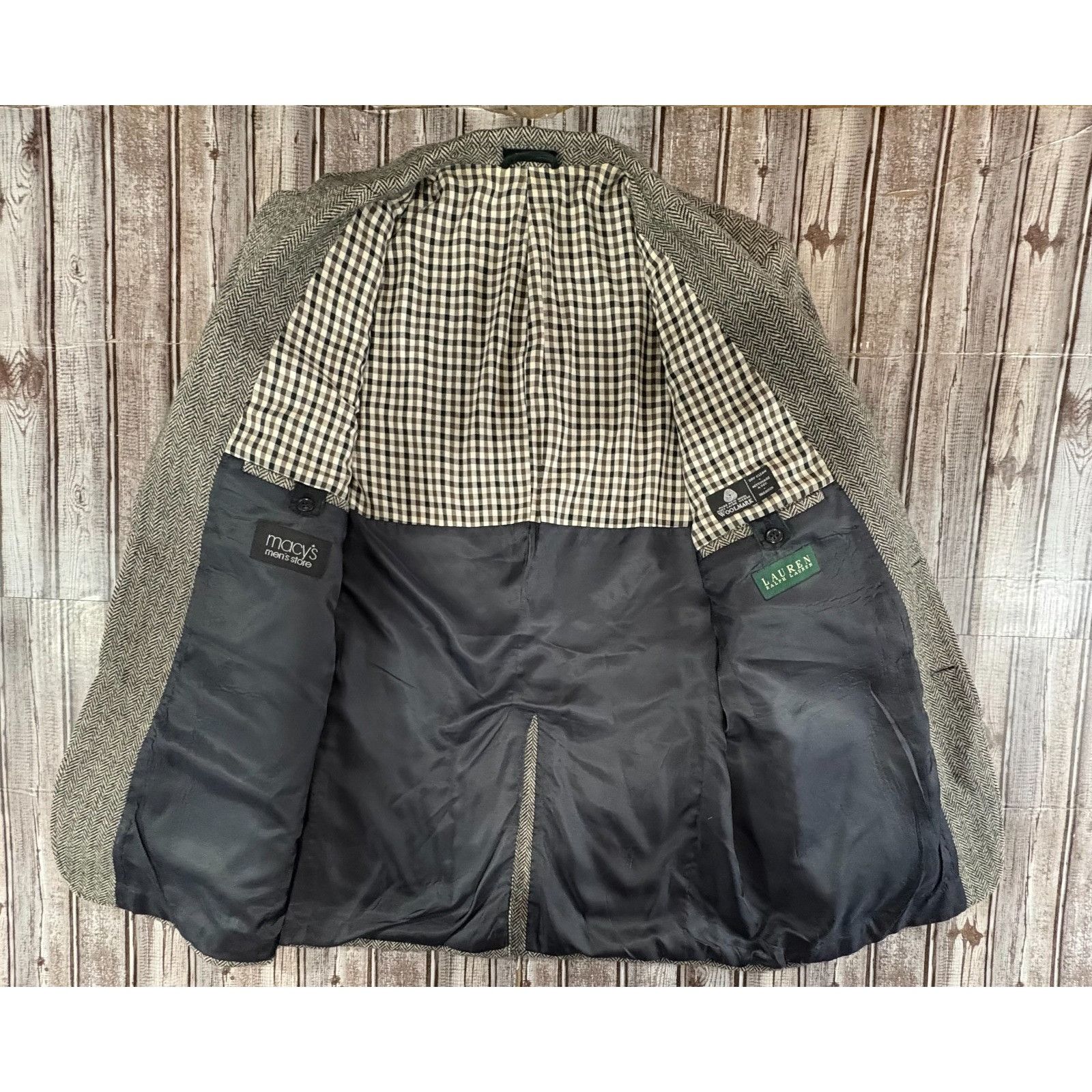 Polo Ralph Lauren Lauren Ralph Lauren Herringbone Elbow Patch 100% Wool Blazer Size 44R - 6 Thumbnail