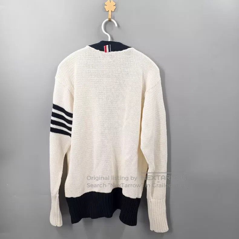 Thom Browne Thom Browne Black and white striped four-button knitted ca Size US L / EU 52-54 / 3 - 2 Thumbnail