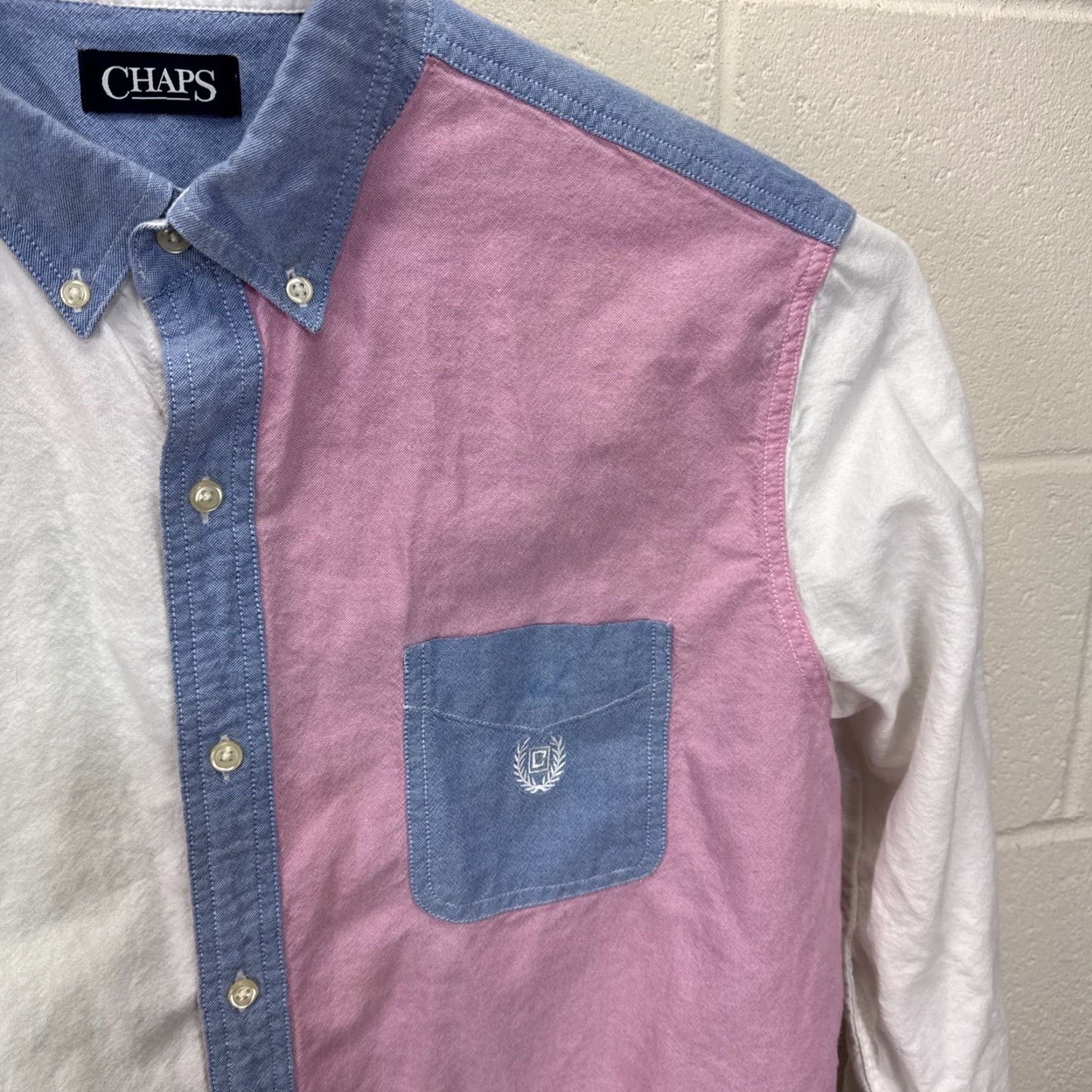 Chaps Chaps Shirt XL Mens Colorblock Oxford Button-Down Chambray Long Sleeve Multicolor Pocket Embroidered Classic Preppy Size US XL / EU 56 / 4 - 6 Thumbnail
