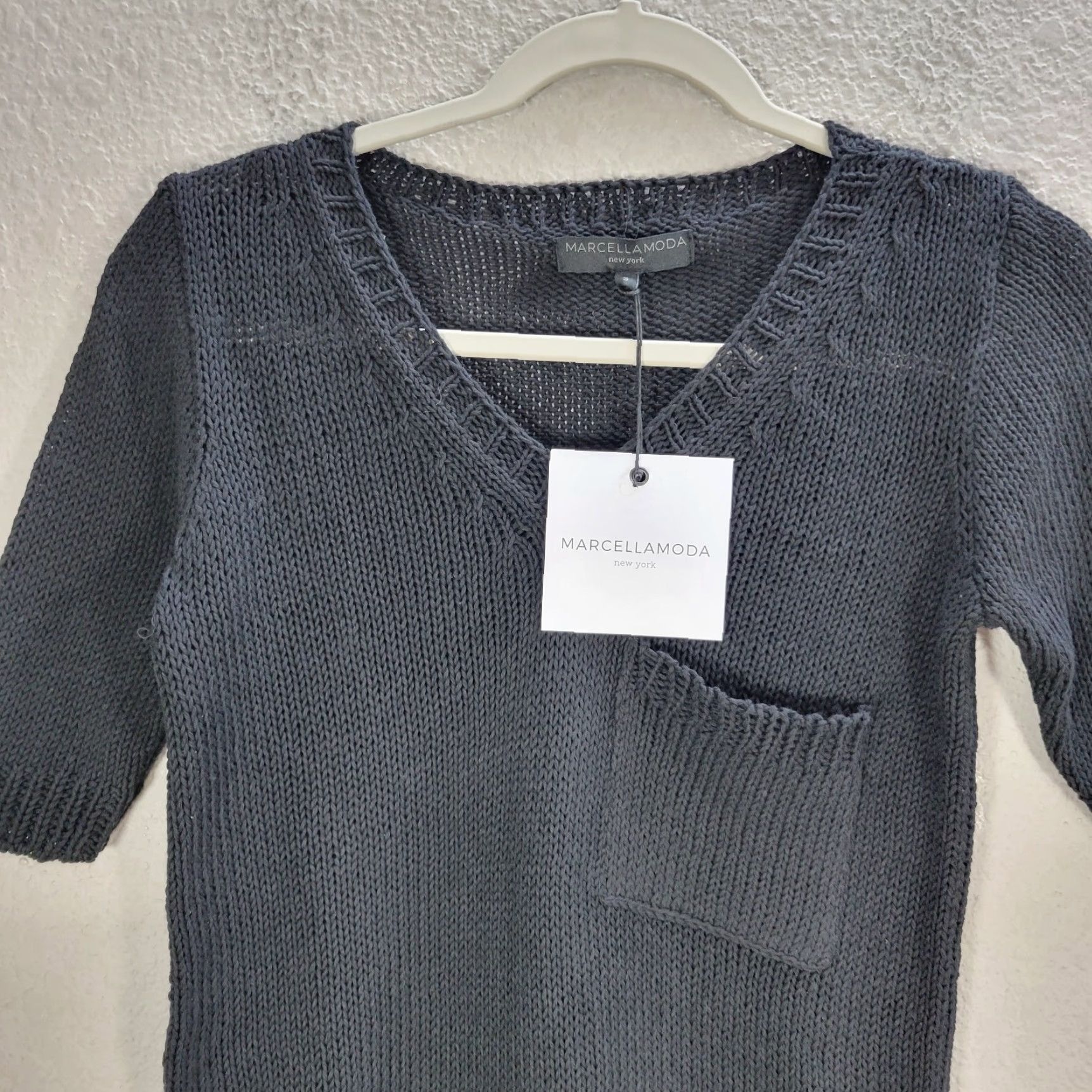 Vintage VINTAGE Women's Marcellamoda New York Black Open Knit T-Shirt V-Neck Casual Sz S NWT Size S / US 4 / IT 40 - 4 Thumbnail