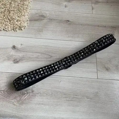 Other Black Steel Leather Studded Belt Size ONE SIZE - 4 Thumbnail