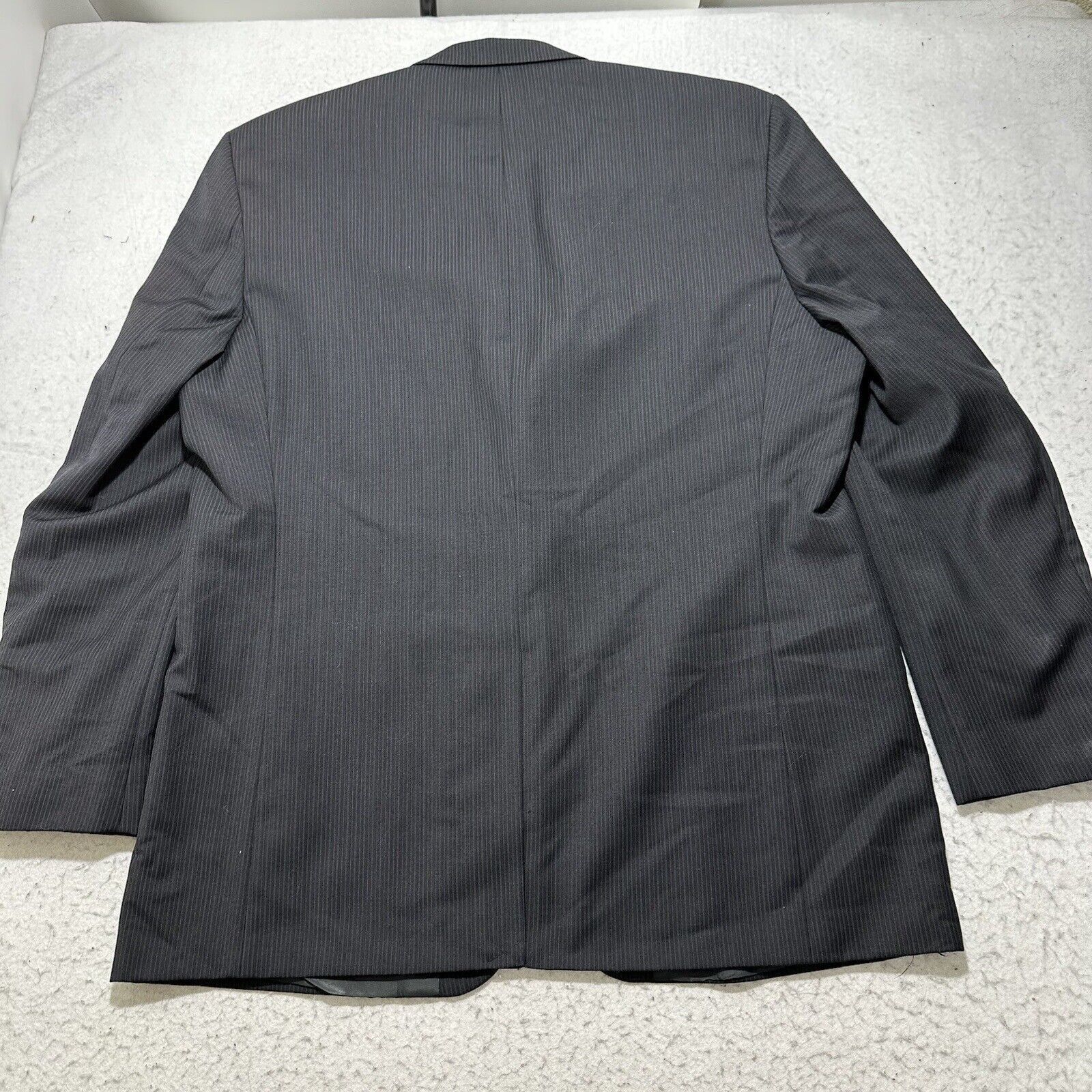 Chaps Chaps Wool Blend Suit Jacket Dark Gray Striped Coat 48L Size 48L - 14 Thumbnail
