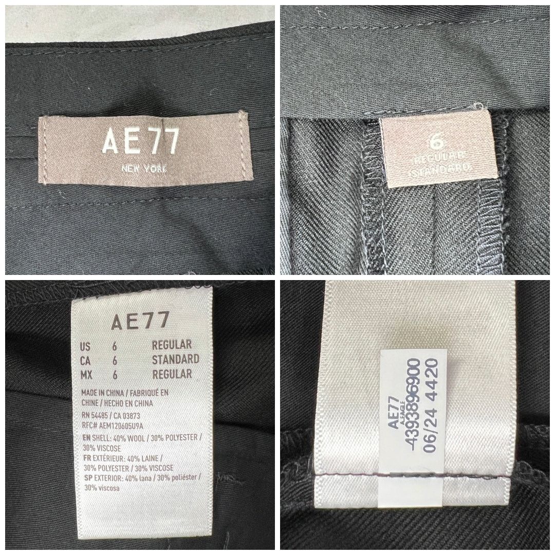 American Eagle Outfitters American Eagle AE77 Wool Blend Pleated Wide Leg Pant Black 6 Size 28" / US 6 / IT 42 - 3 Thumbnail