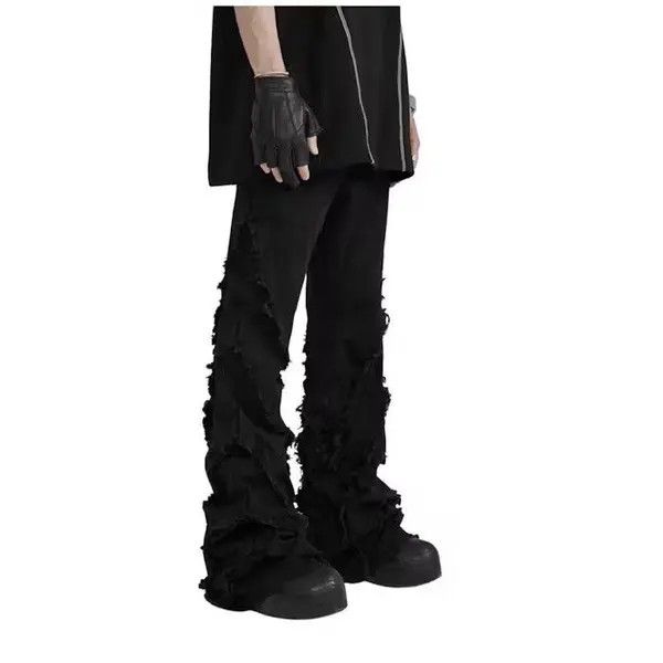 VIBE Black Frayed Stacked Denim Jeans Size US 32 / EU 48 - 1 Thumbnail