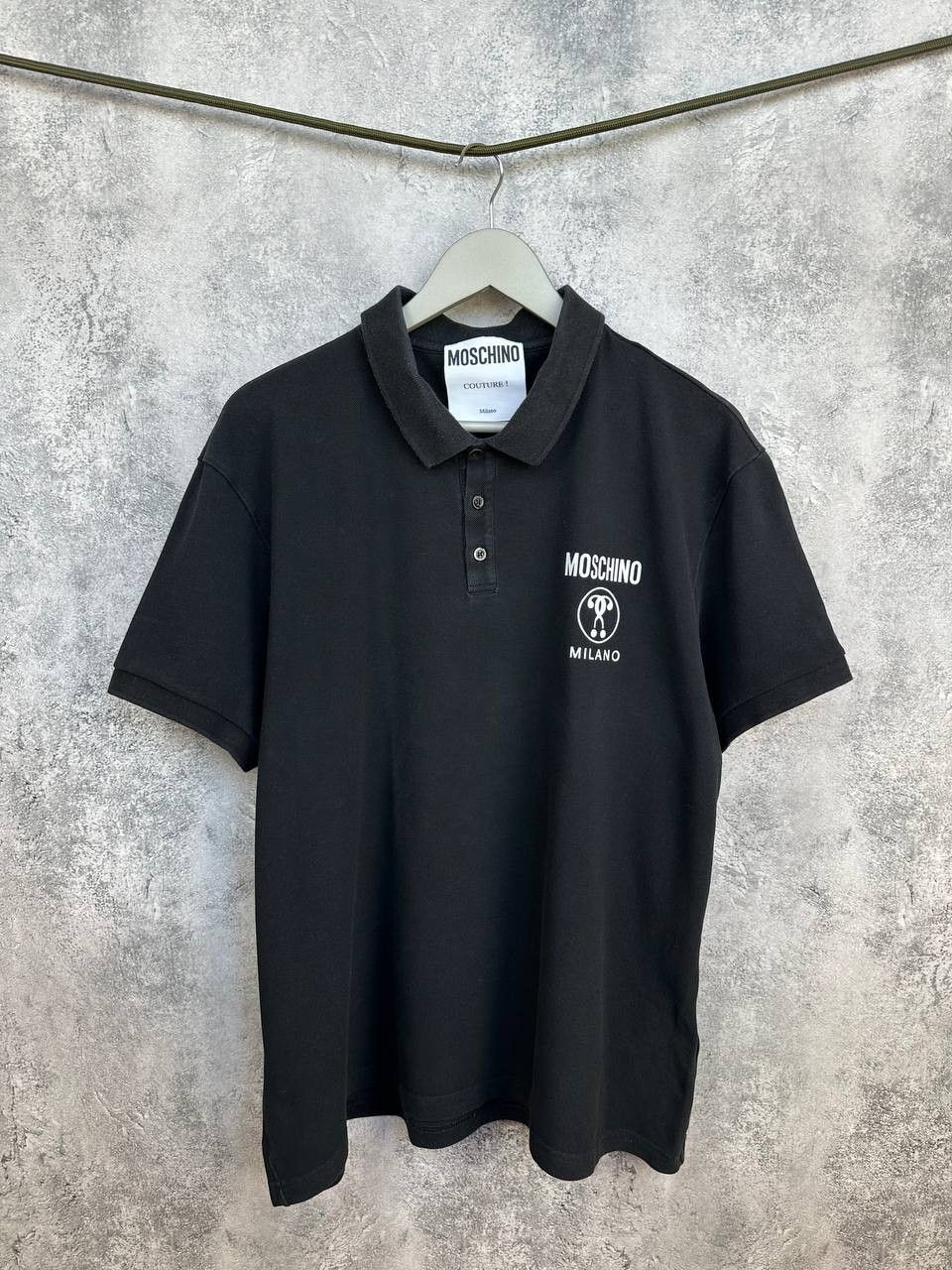 Moschino Moschino Couture Milano Logo Polo Shirt Black SS Cotton Size US XL / EU 56 / 4 - 2 Thumbnail