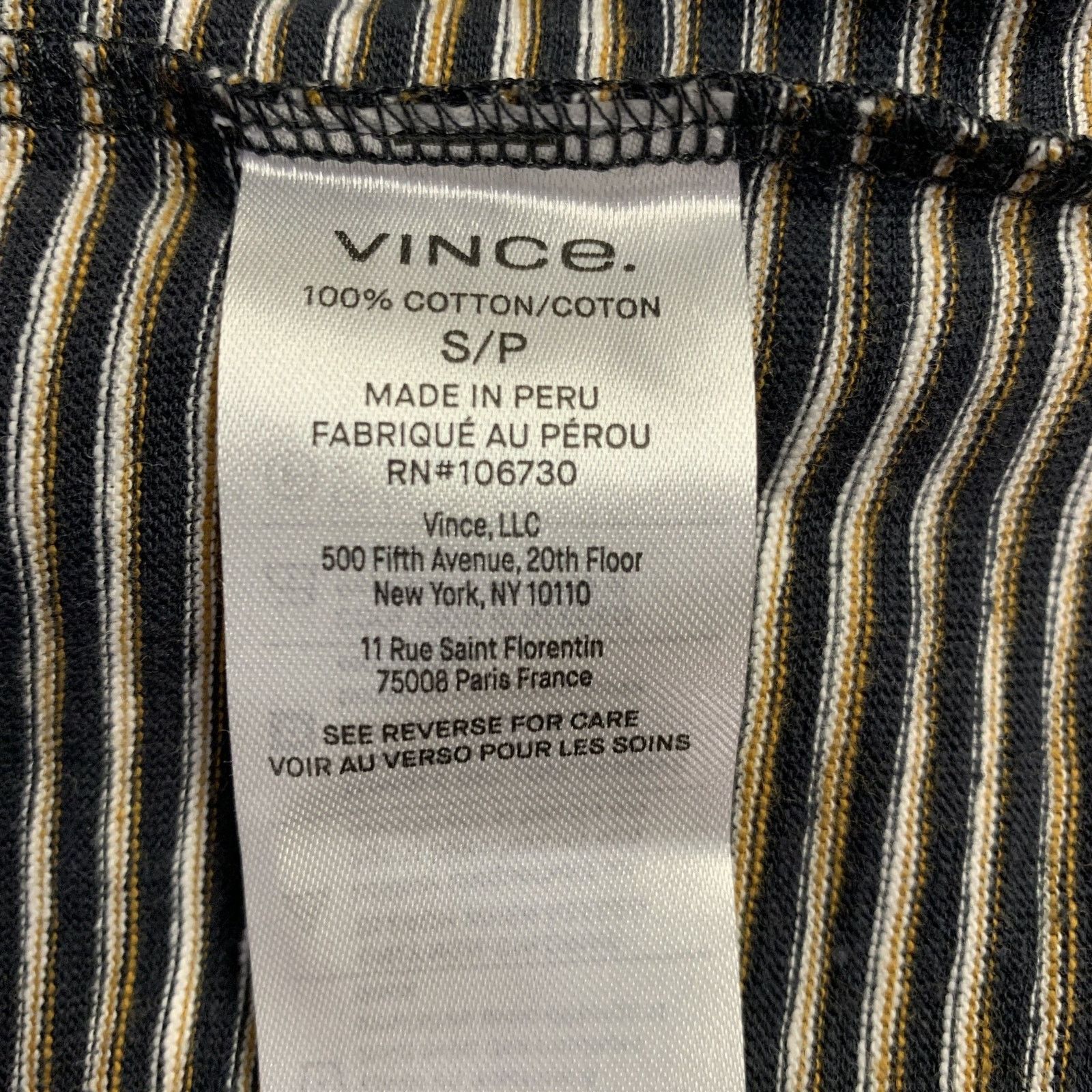 Vince S Navy Yellow & White Stripe Cotton Open Collar Pullover Size US S / EU 44-46 / 1 - 7 Thumbnail