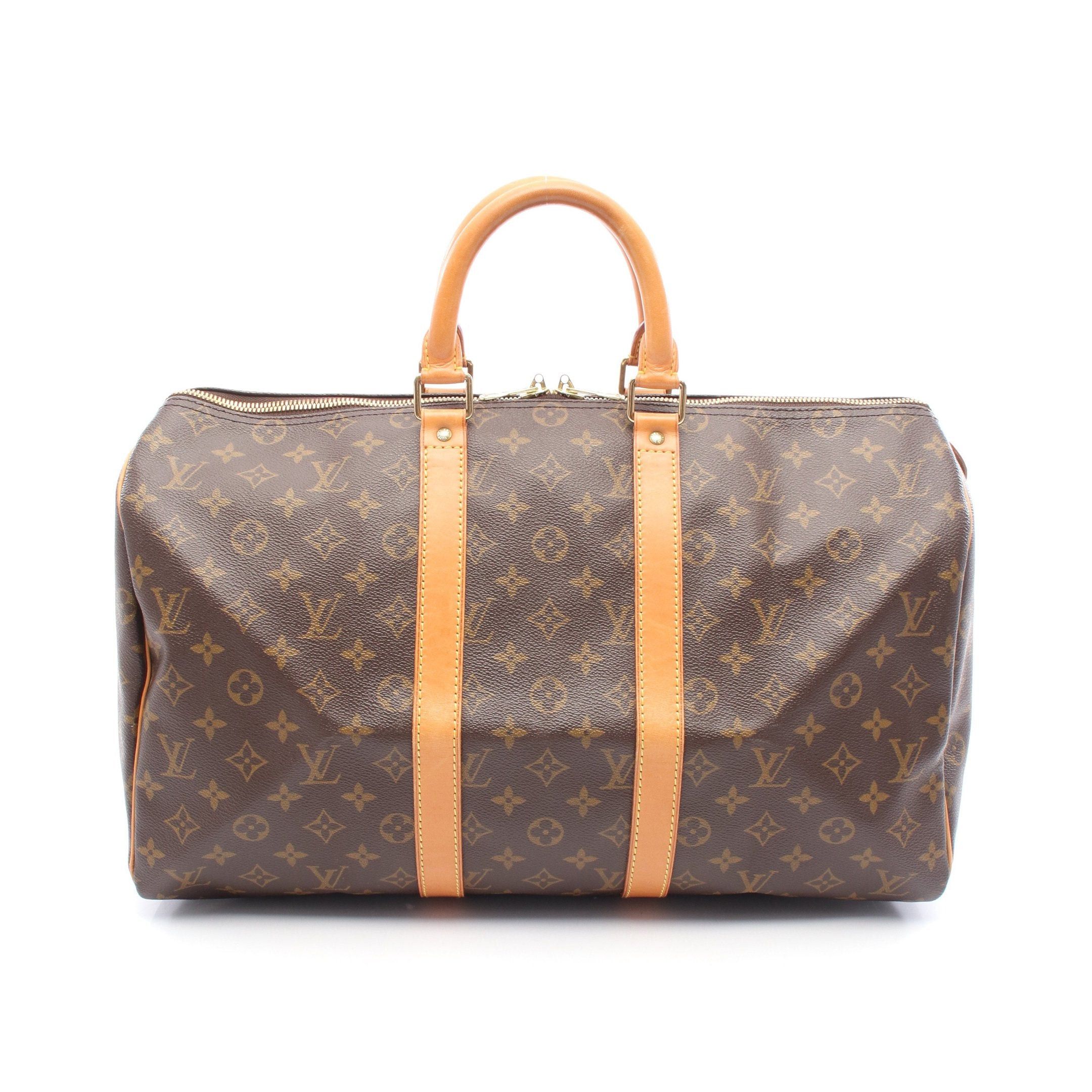 Louis Vuitton Louis Vuitton Keepall 45 Monogram Boston Bag Leather Brown Size ONE SIZE - 1 Thumbnail