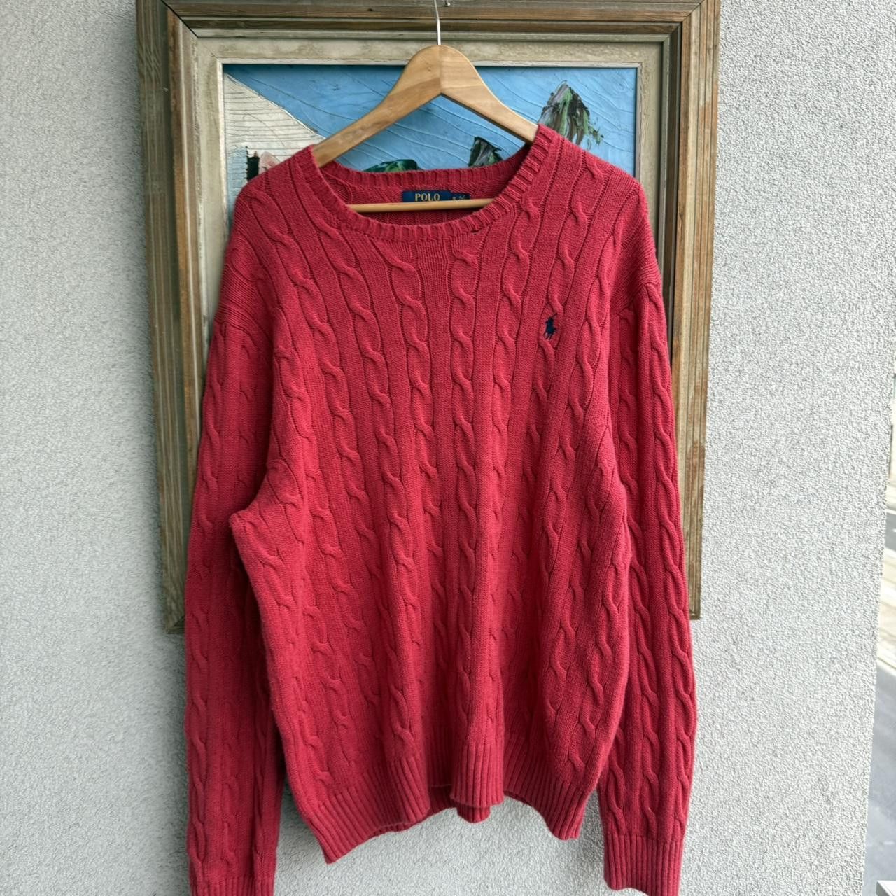 Polo Ralph Lauren Ralph Lauren Cable Knit Red Vintage 90s Size US XL / EU 56 / 4 - 3 Thumbnail