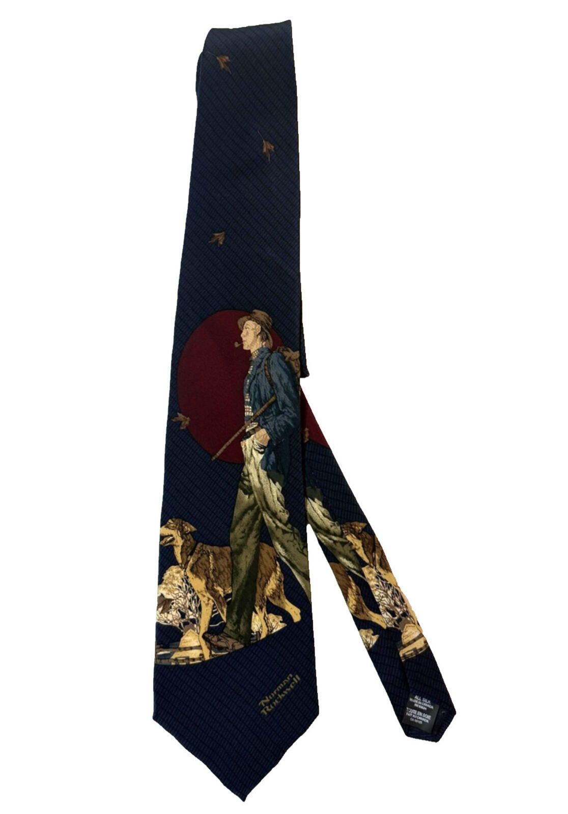 Other Vintage 90s Norman Rockwell Tie Mens Silk Hunting Dogs Size ONE SIZE - 1 Thumbnail