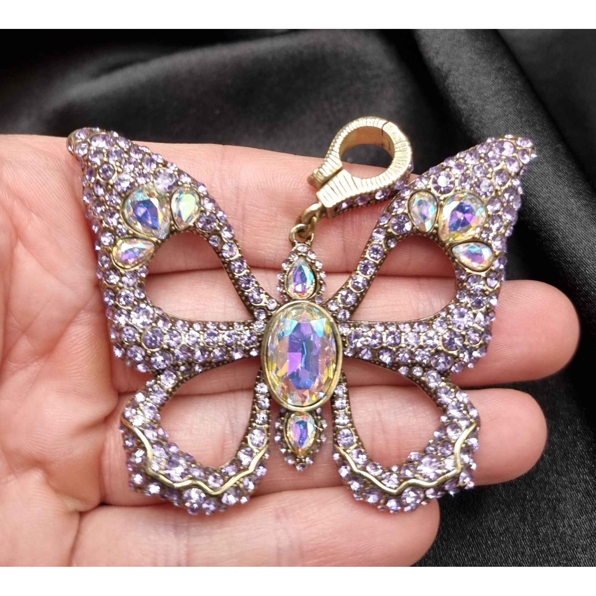 Vintage Heidi Daus Butterfly Crystal Pendant Gold-Tone Purple & Auro Size ONE SIZE - 3 Thumbnail