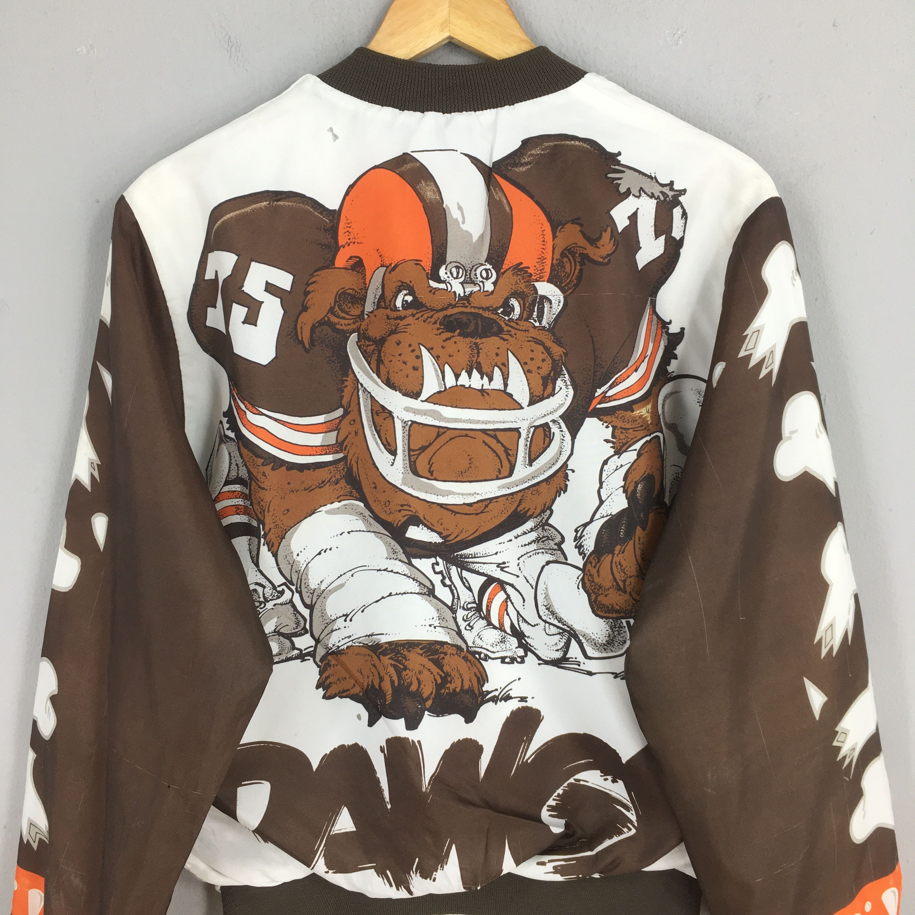 Chalk Line Vintage 90s Cleveland Browns Dawgs NFL Varsity Jacket Medium Size US M / EU 48-50 / 2 - 2 Thumbnail