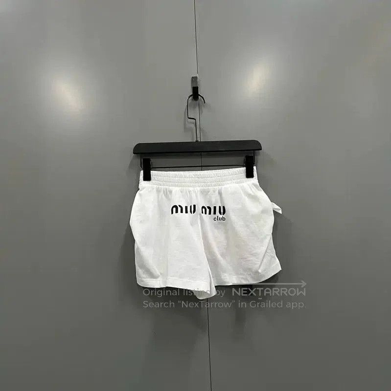 Miu Miu Miu Miu Summer White Cotton Logo Shorts . Size 28" / US 6 / IT 42 - 2 Thumbnail
