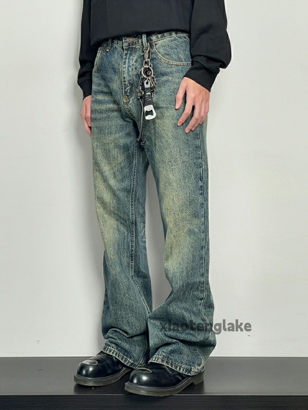 Jean × Vintage washed faded y2k yuppie bootcut flared damaged jeans Size US 32 / EU 48 - 1 Thumbnail