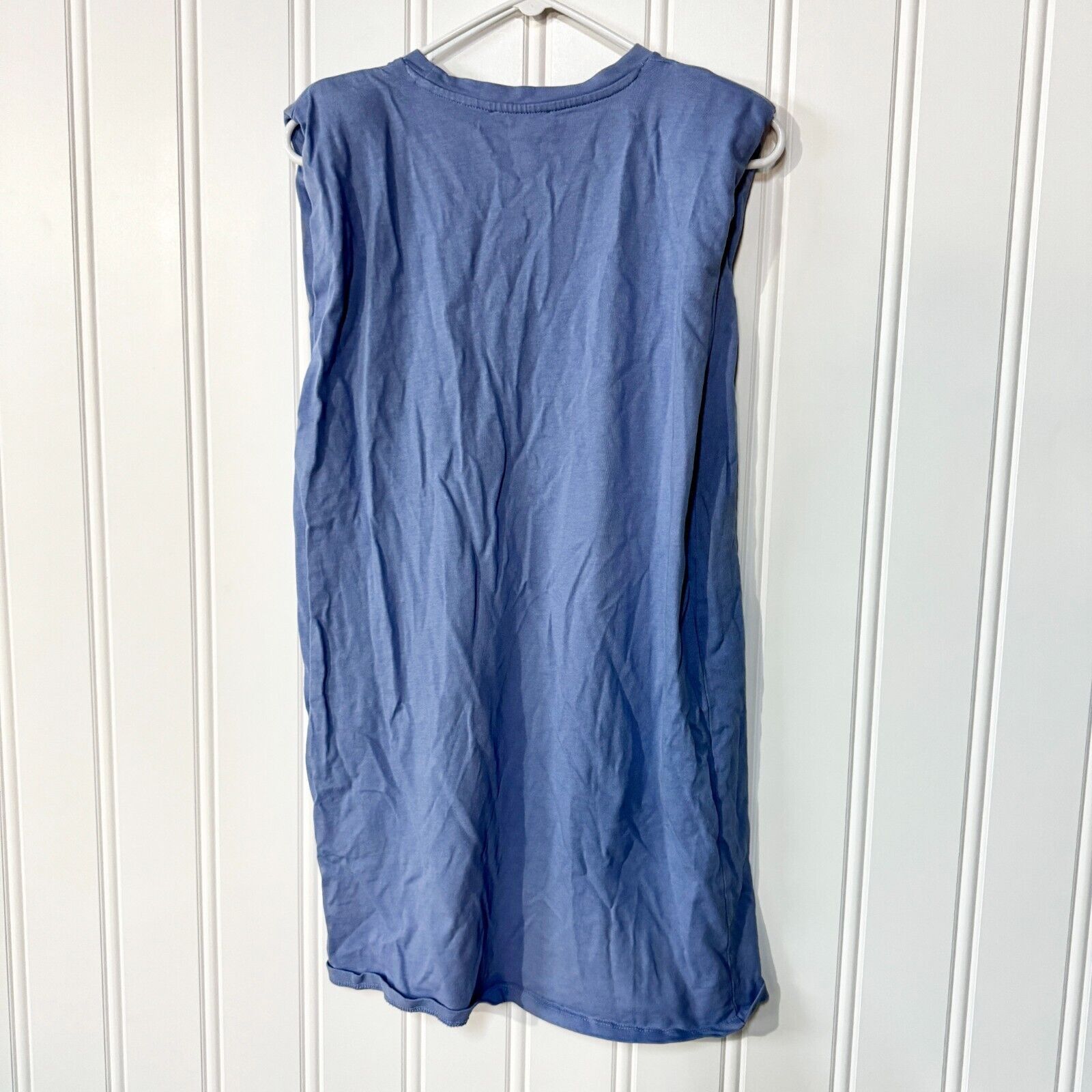 Zara Zara Padded Shoulder Crewneck Cotton Blue Tunic Dress Medium Size M / US 6-8 / IT 42-44 - 2 Thumbnail
