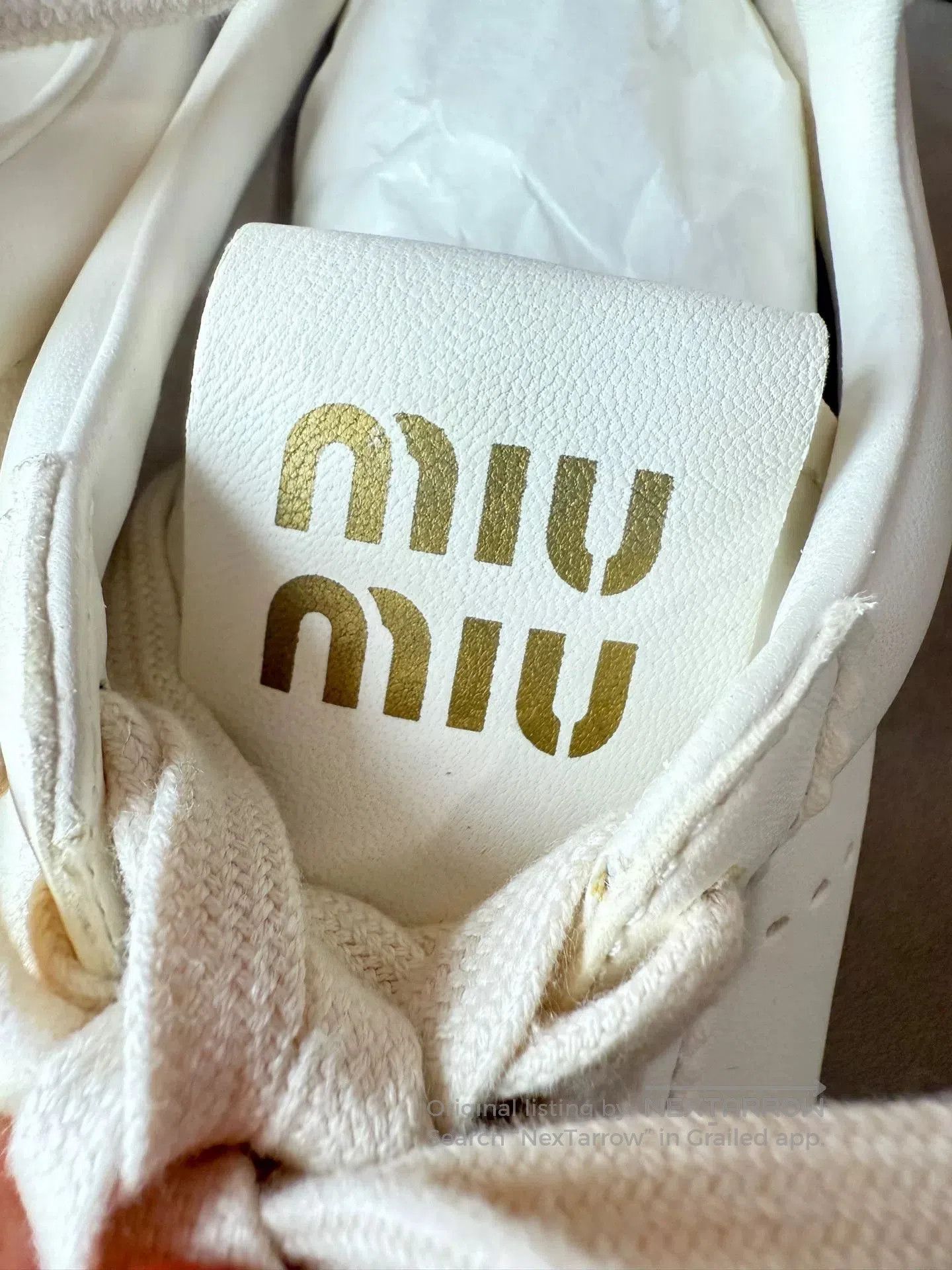 Miu Miu MiuMiu White Leather Sneakers. Size US 7 / IT 37 - 4 Thumbnail
