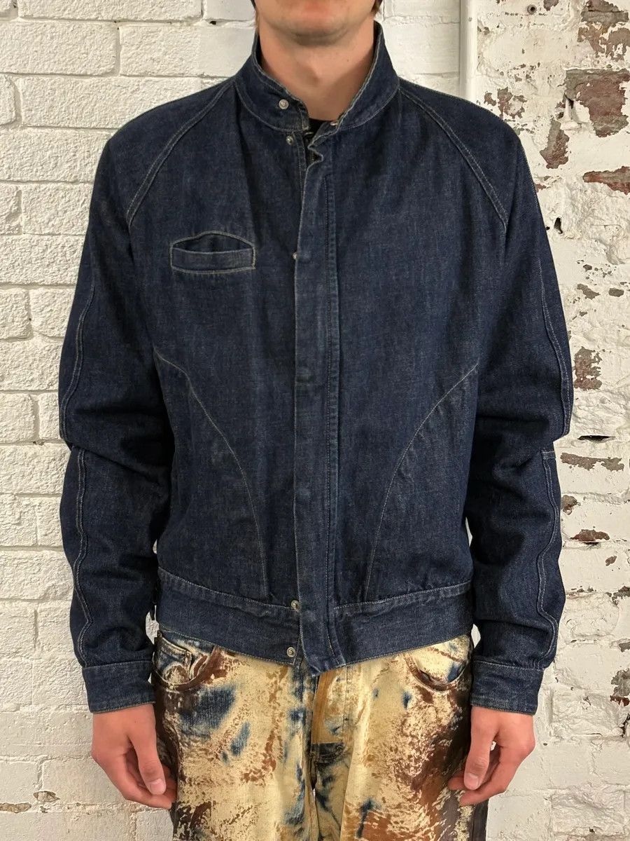 Burberry Burberry Dark Contrast Stitch Navy Denim Bomber Jacket Size US M / EU 48-50 / 2 - 2 Thumbnail