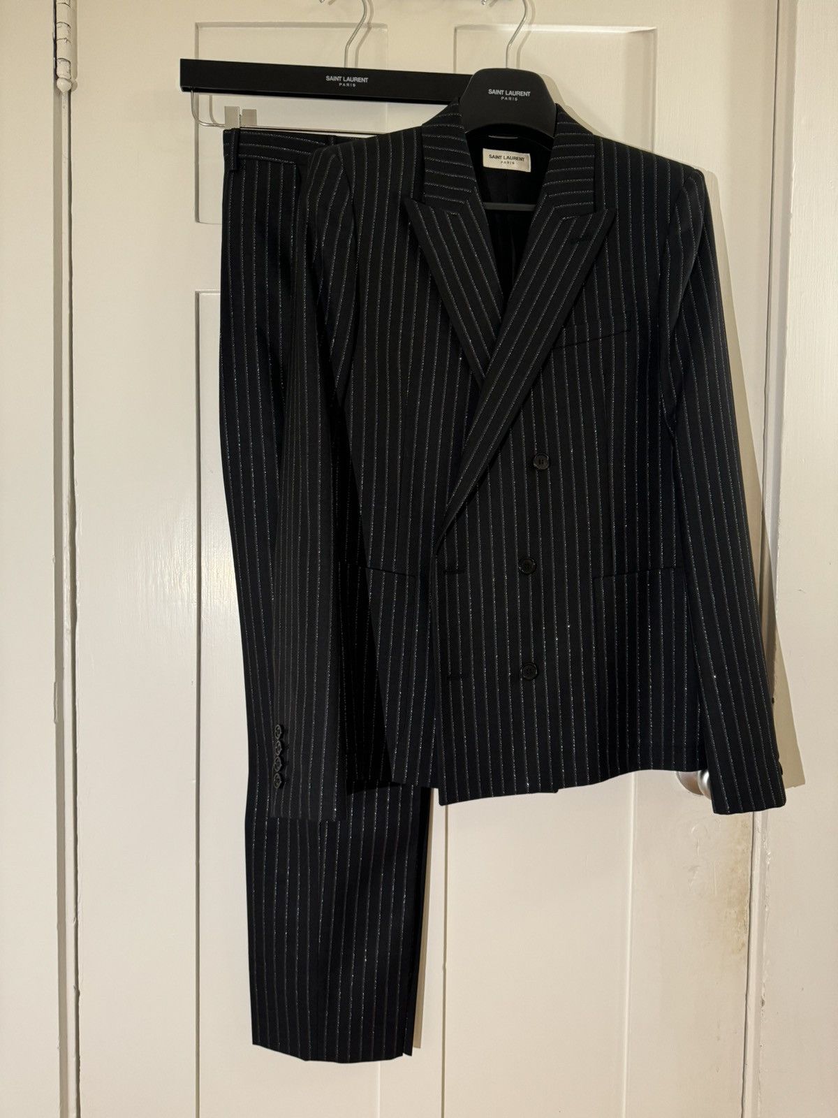 Saint Laurent Paris Saint Laurent SS20 Metallic Double Breasted Blazer + Pants Size 48R - 2 Thumbnail