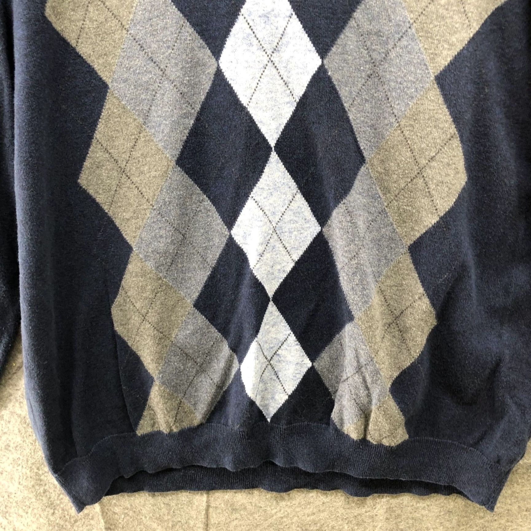 Tasso Elba Tasso Elba 1/4 Zip Argyle Sweater Mens XL Blue Cotton Pullover Mock Neck Long Sleeve Knit Size US XL / EU 56 / 4 - 4 Thumbnail