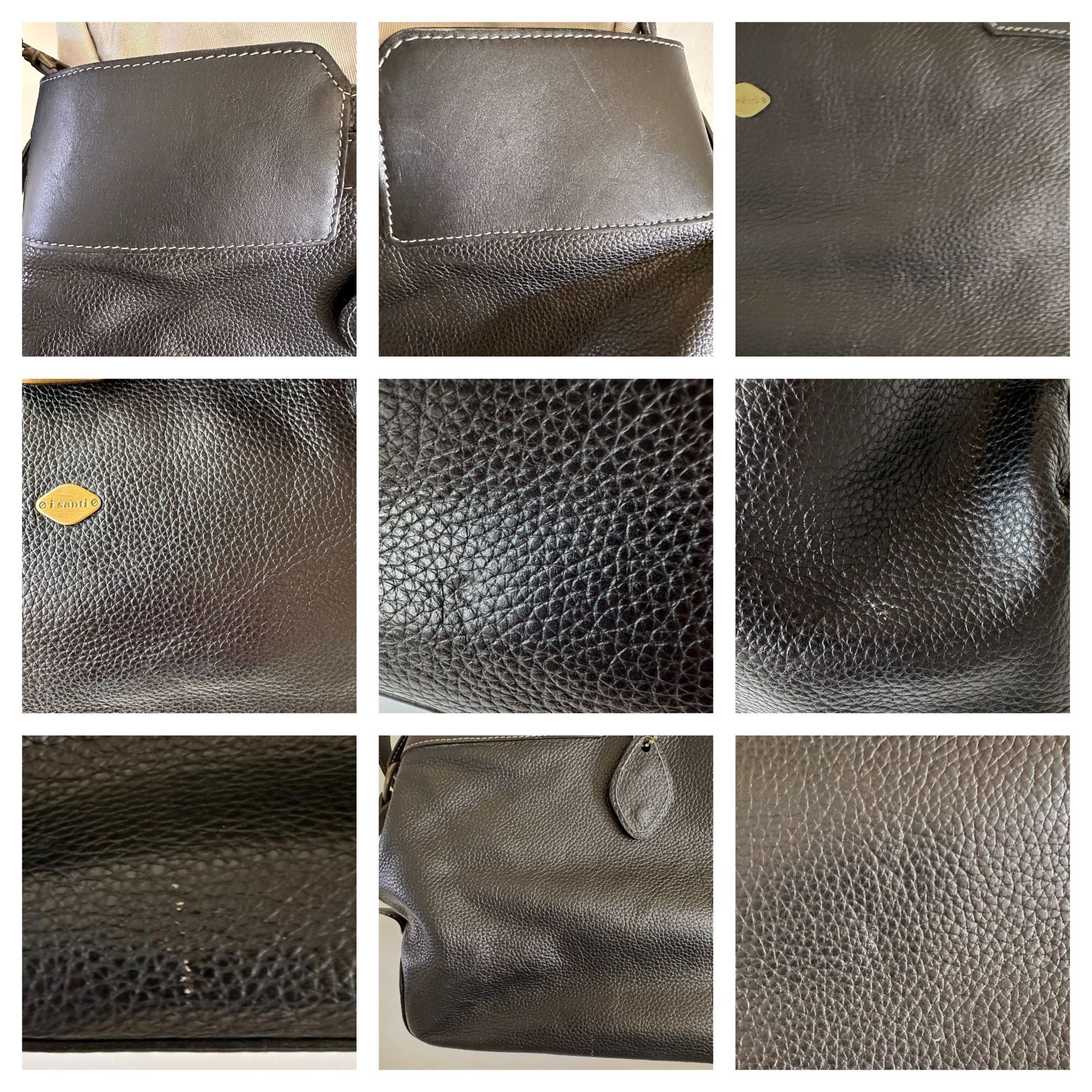 Designer × Vintage Isanti Leather Crossbody Bag Navy Top Zip Tote Handles Logo Size ONE SIZE - 12 Thumbnail
