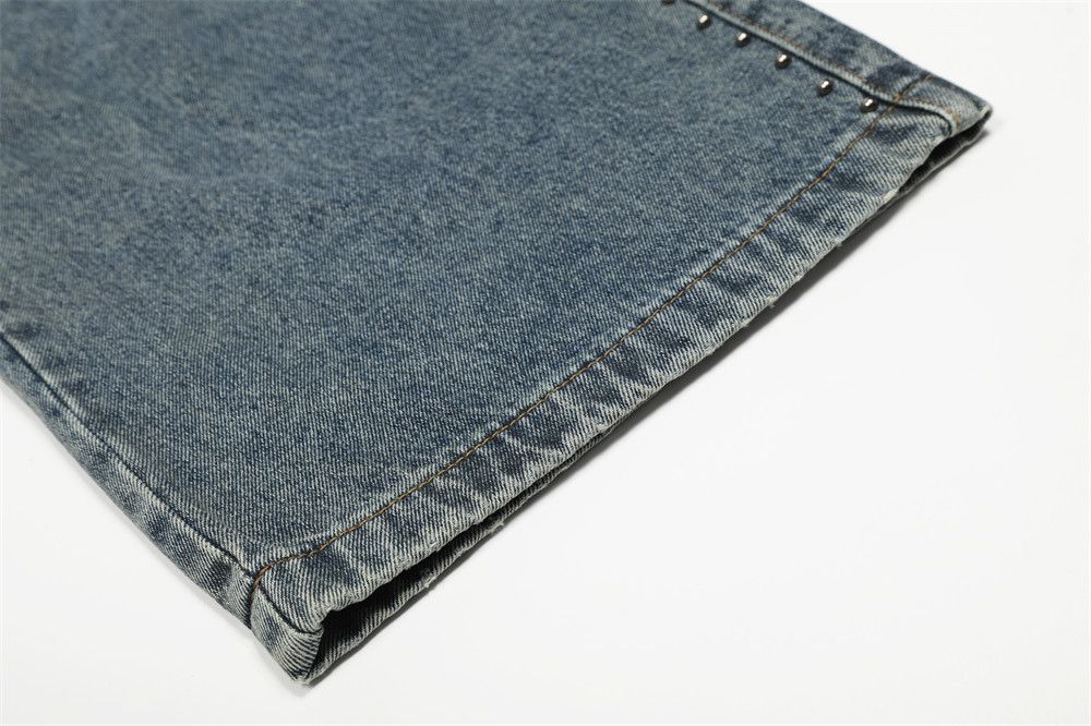 Vintage Punk washed men's rivet loose distressed jeans Size US 32 / EU 48 - 6 Thumbnail